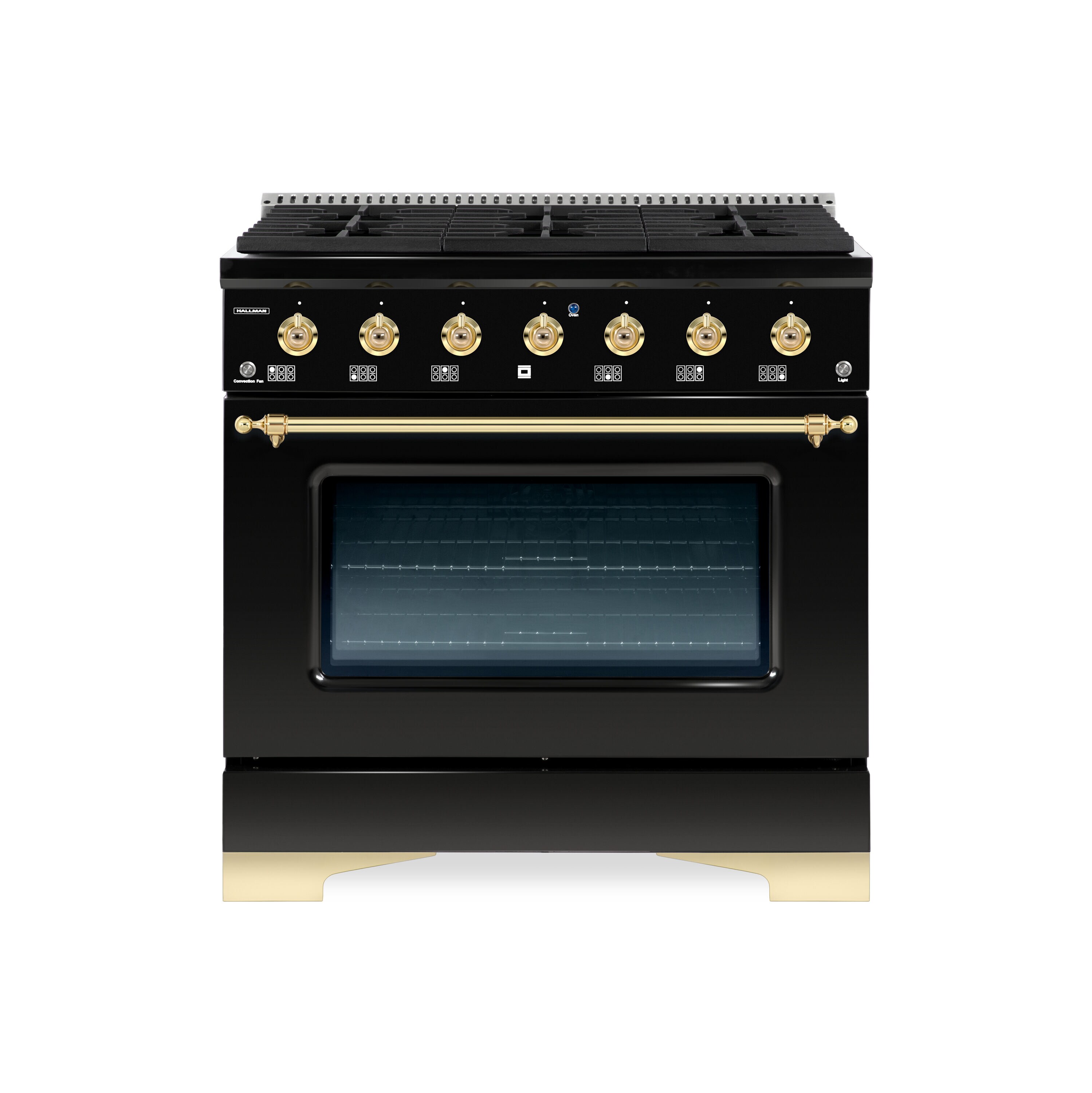 Hallman HCLRG36BSGB Classico 36-in 6 burners 5.2-cu ft Convection Oven Freestanding Natural Gas Range ( Glossy Black )