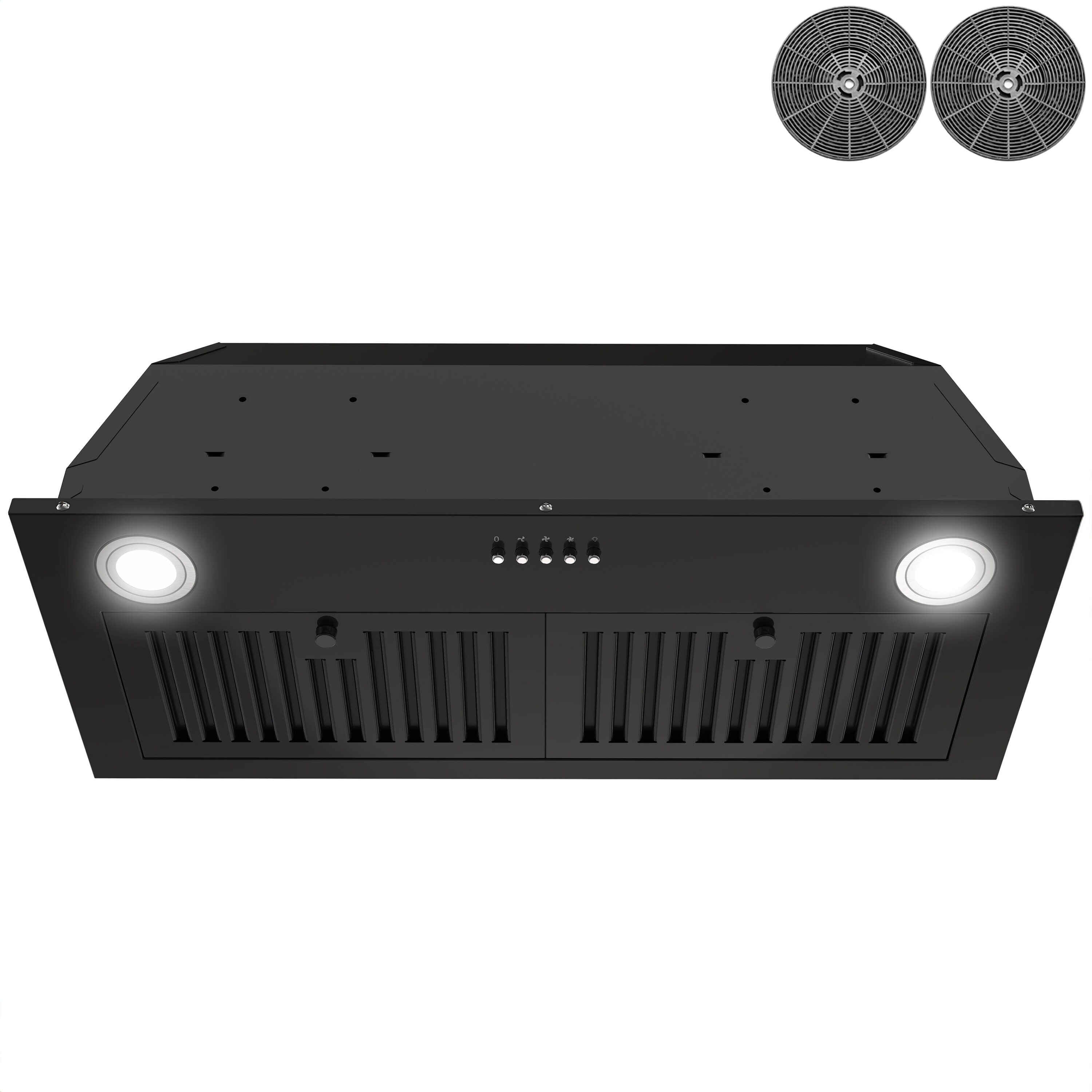 AKDY RH0666-1 30 inch Convertible 319-CFM Black Insert Under Cabinet Range Hood with Charcoal Filter