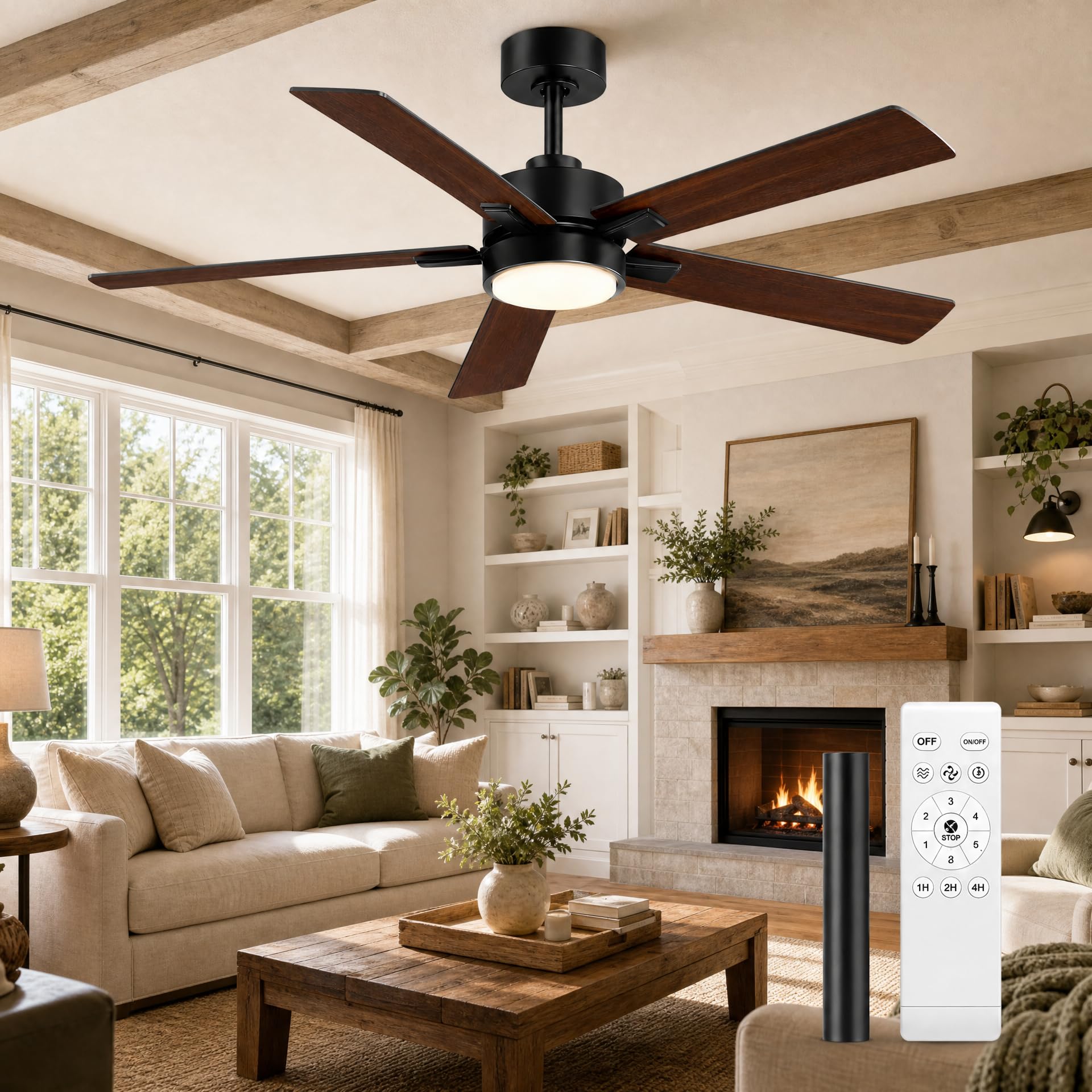 AOIZGMY 52 Inch 5 Blade Ceiling Fan with LED Light Remote Control ...