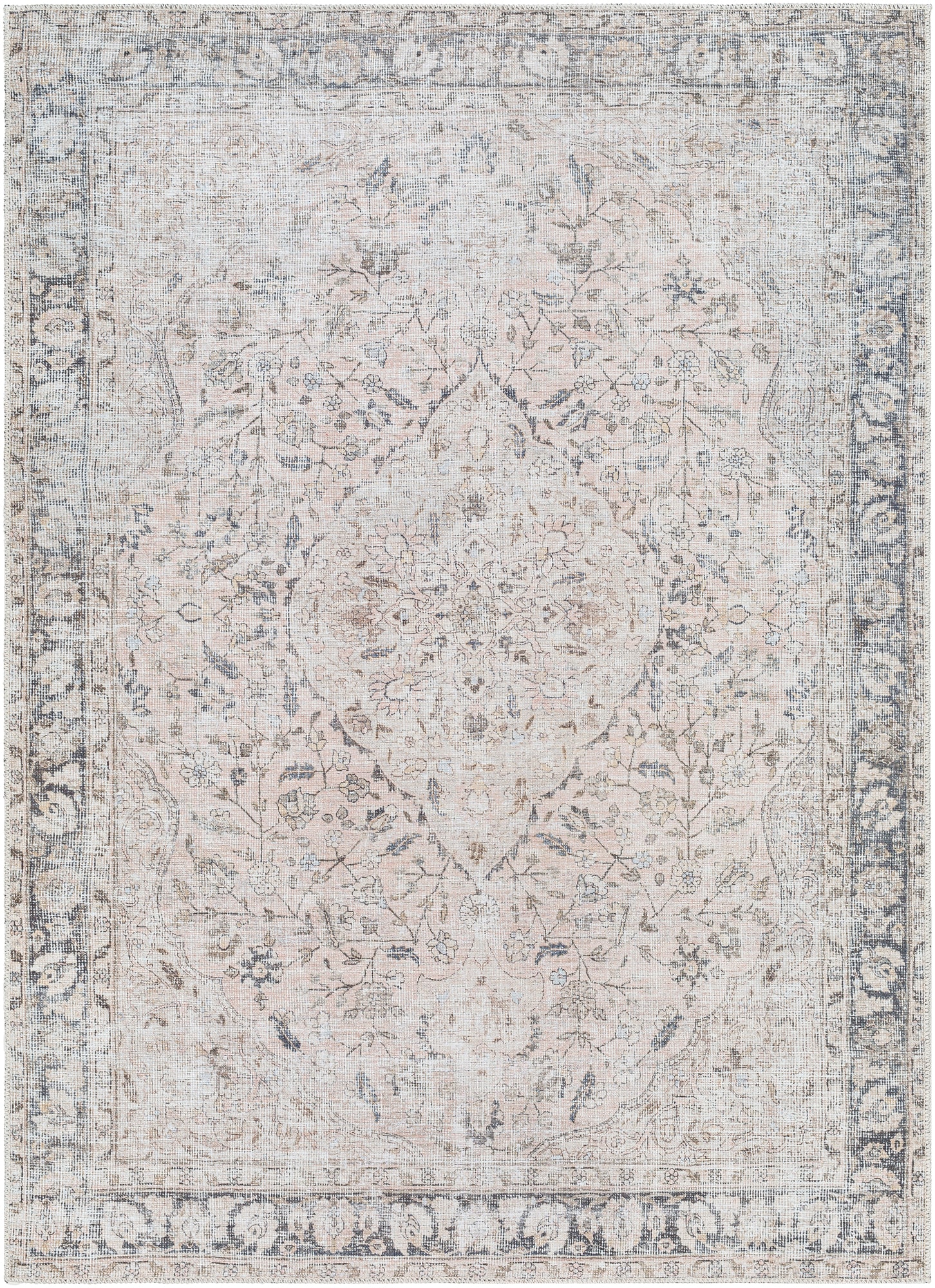 Livabliss AML2386-5373 Amelie 5 x 7 (ft) Polyester Blush/Beige Rectangular Indoor Medallion Vintage Machine washable Runner rug