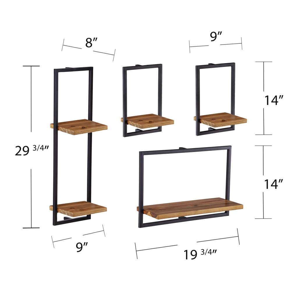 Frons Brengen gat Holly & Martin Black and Brown Wood Bracket Shelf 19.75-in L x 8-in D (4  Decorative Shelves) in the Wall Mounted Shelving department at Lowes.com