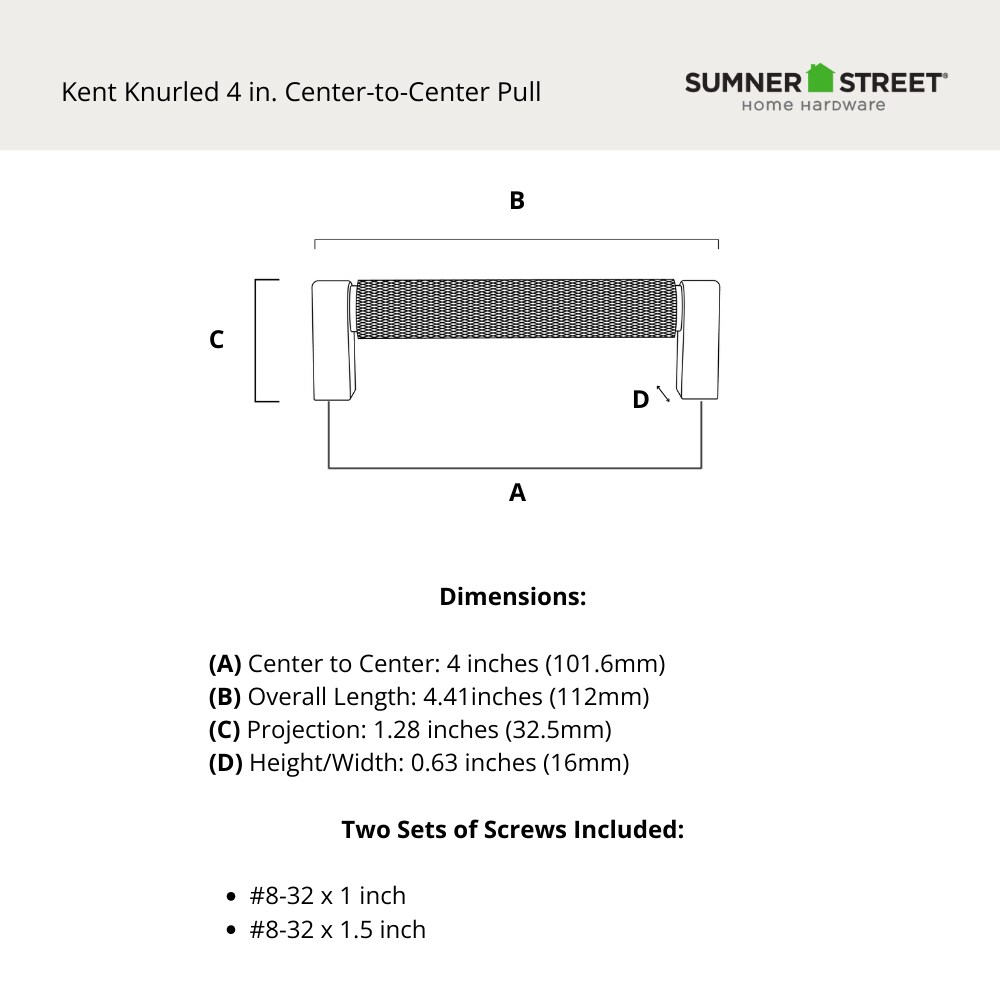 Sumner Street Home Hardware Kent Knurled 1-1/8 in. Satin Brass