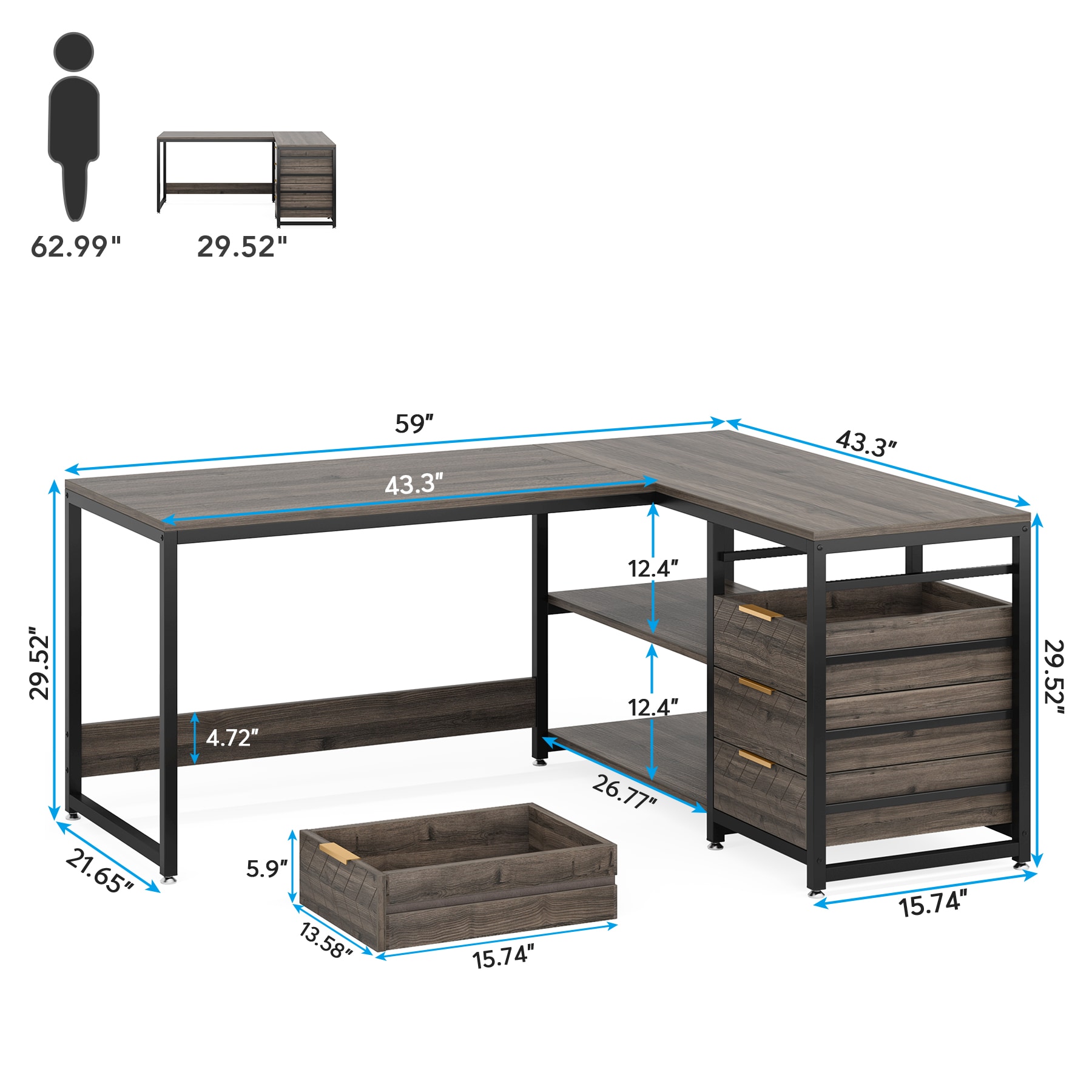 Fnova LWTJ-XK00397 Office-Tables - View #3