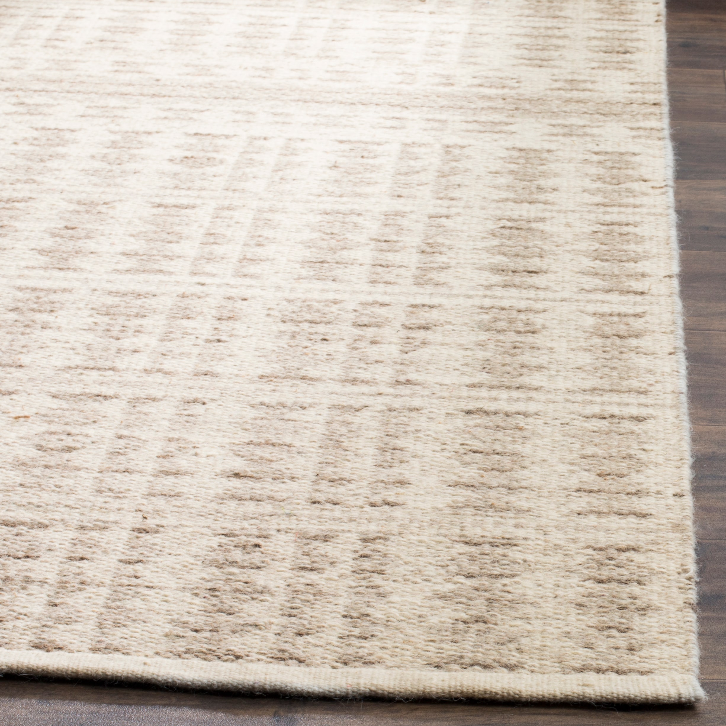 Ivory and Light Gray Handmade Wool 8' x 10' Area Rug