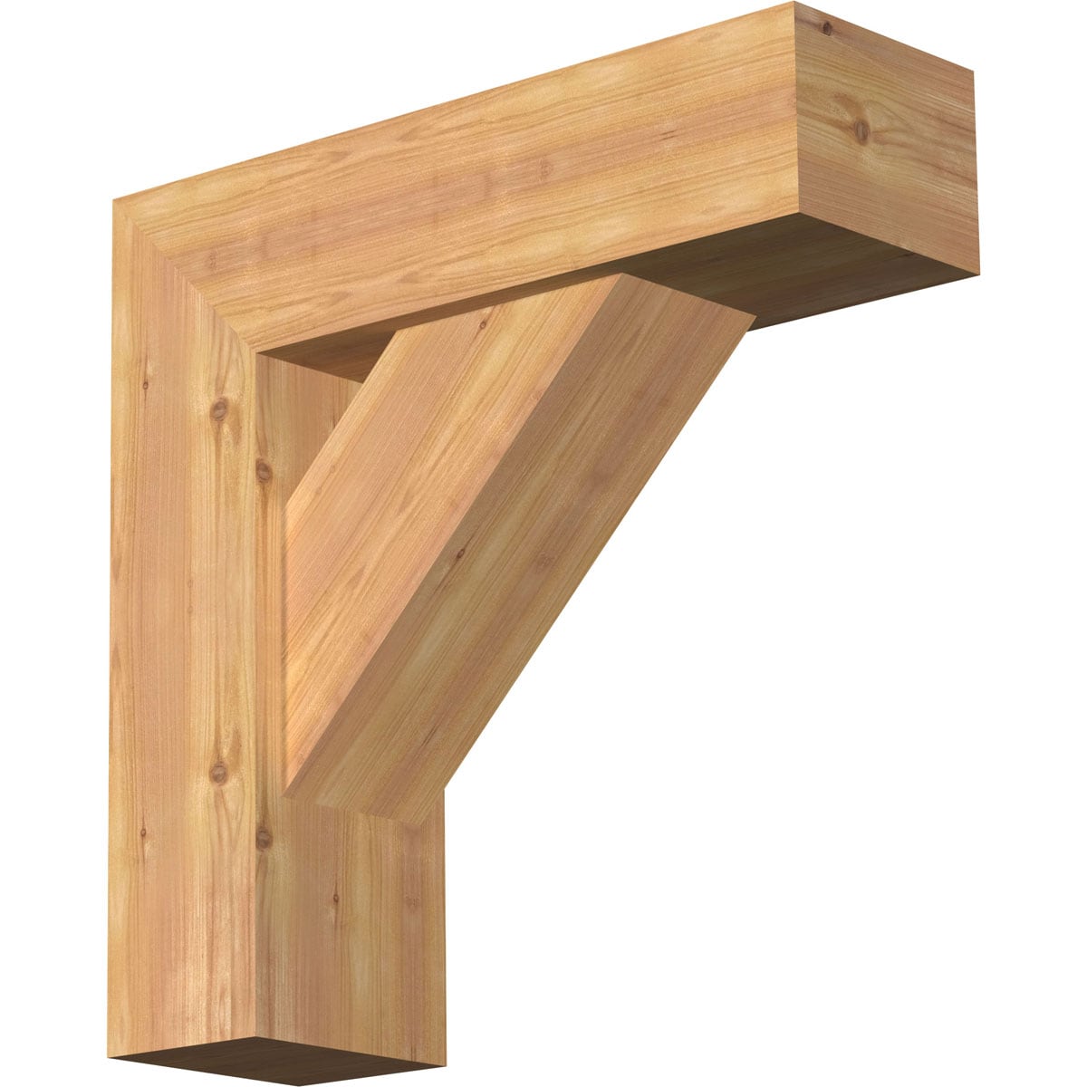 Ekena Millwork 1464874 Traditional Block Smooth Bracket with Offset Brace Western Red Cedar Wood Standard Bracket