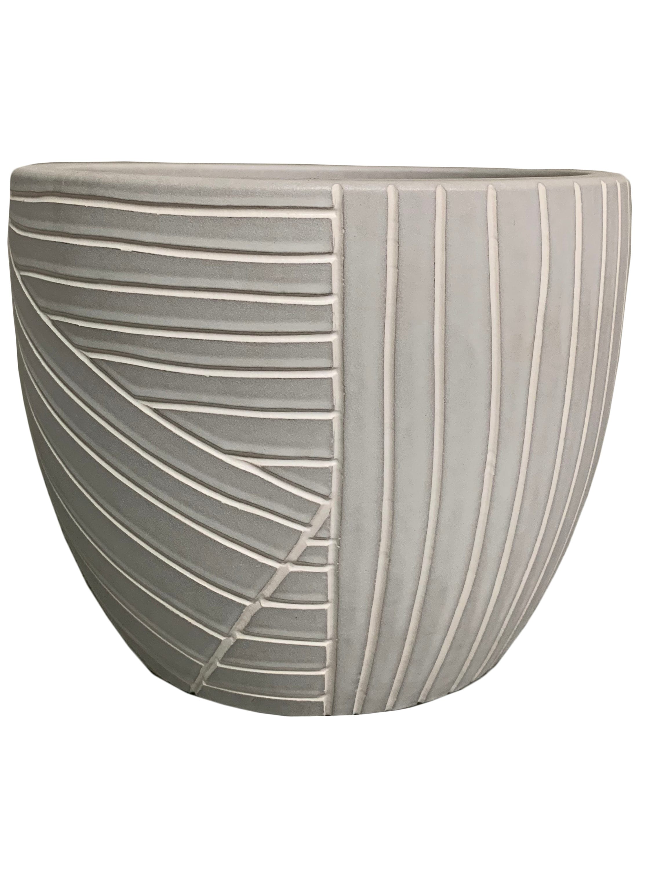 Origin 21 IP19-0026/3-L Round 11.42-in W Small Gray Ceramic Indoor Planter with Drainage Holes