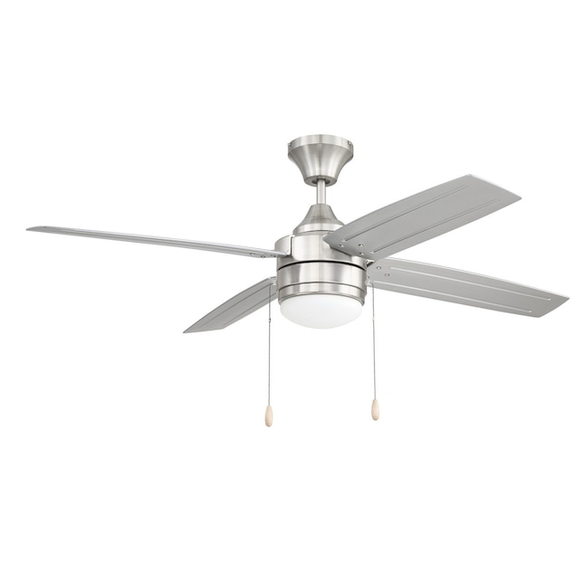 Harbor Breeze Aikman 52 In Brushed Nickel Integrated Led Indoor Outdoor Ceiling Fan With Light 4 Blade The Fans Department At Lowes Com