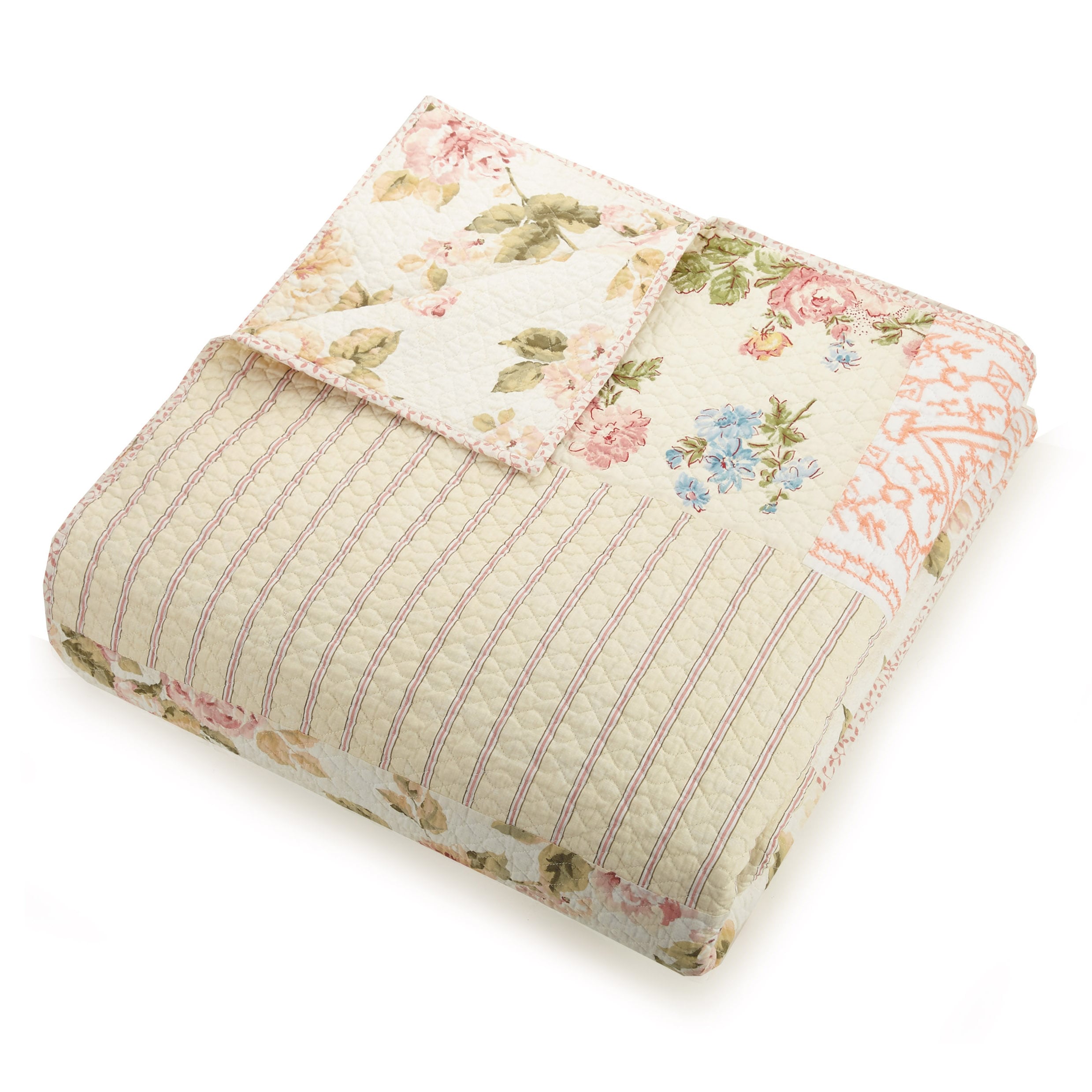 Full Pink Cotton Reversible Kids Quilt Set