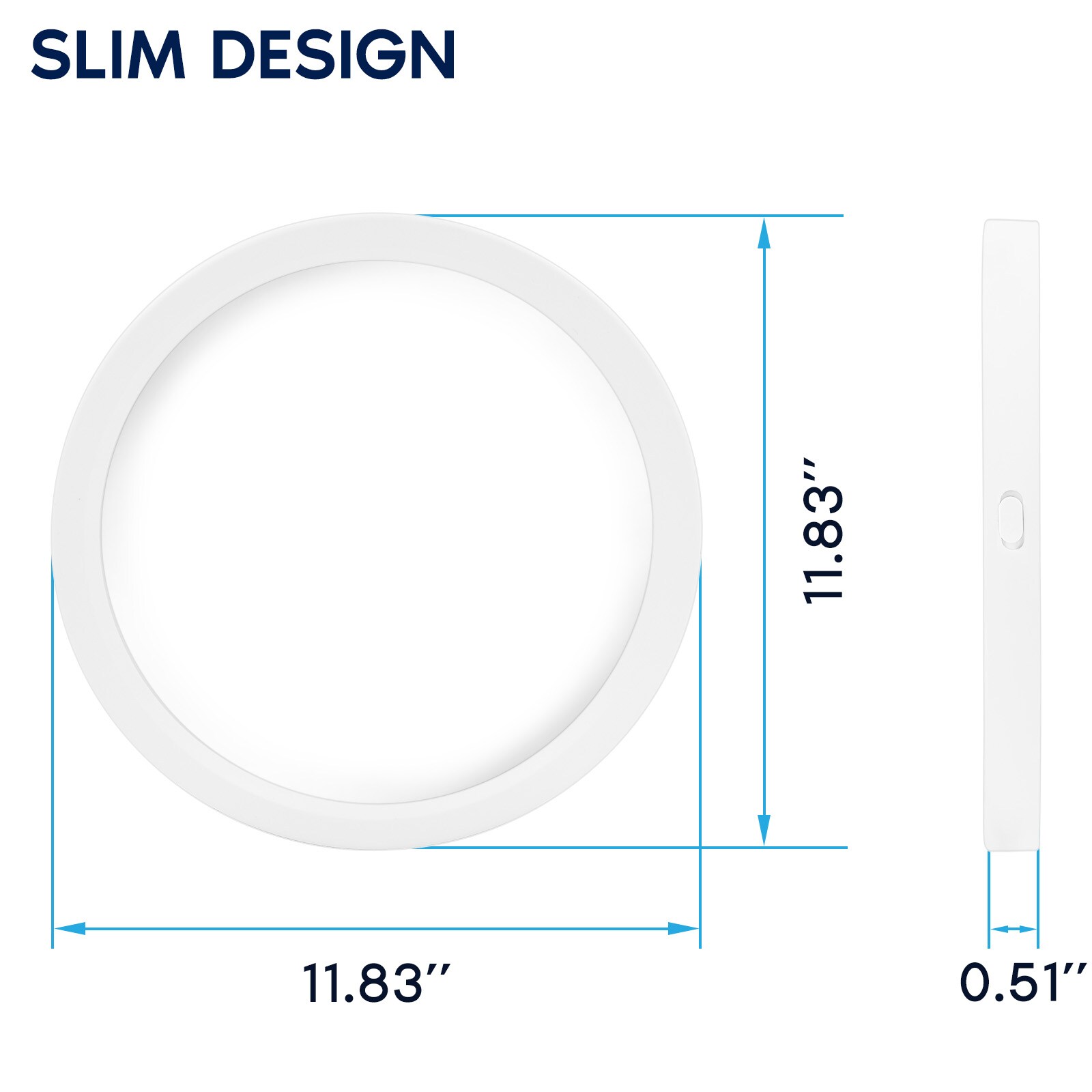 Slim White 12-Inch Round LED Flush Mount Ceiling Light