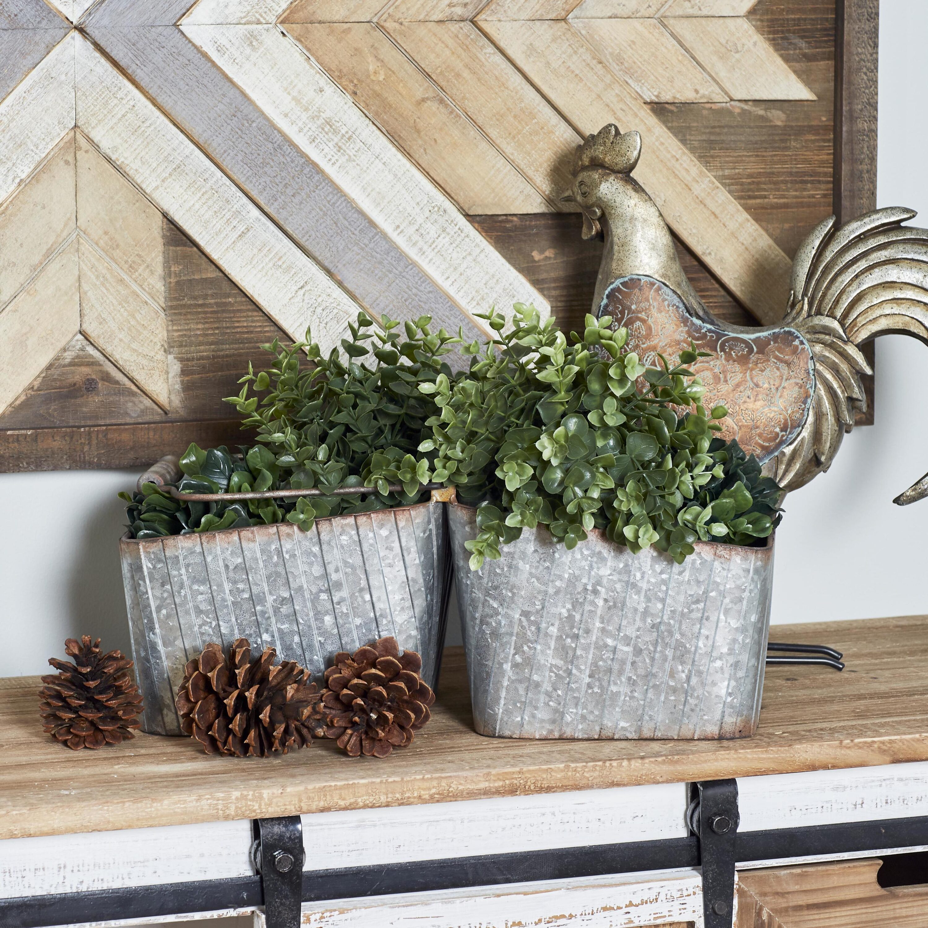 Grayson Lane 94660 Square 9.0-Inches W Large Silver Metal Indoor/Outdoor Planter