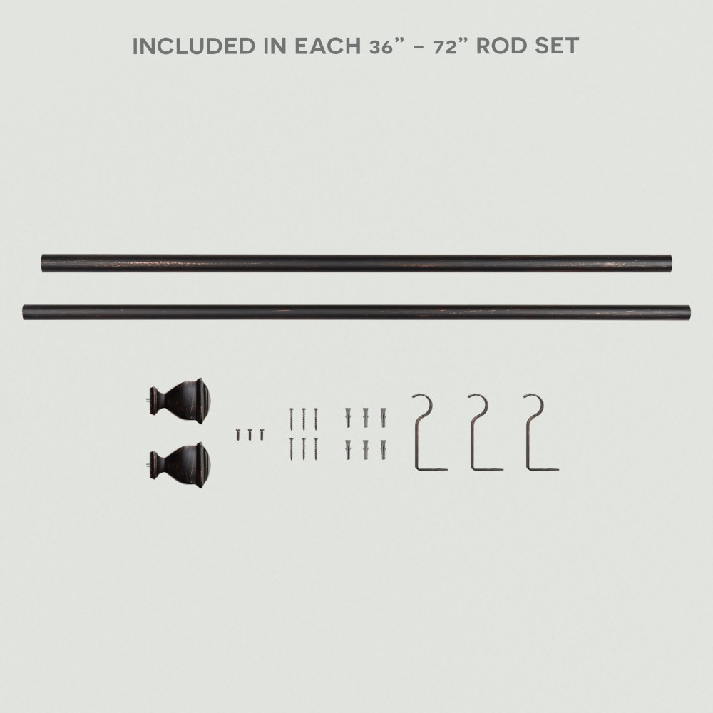 Matte Bronze Adjustable Curtain Rod with Square Finials