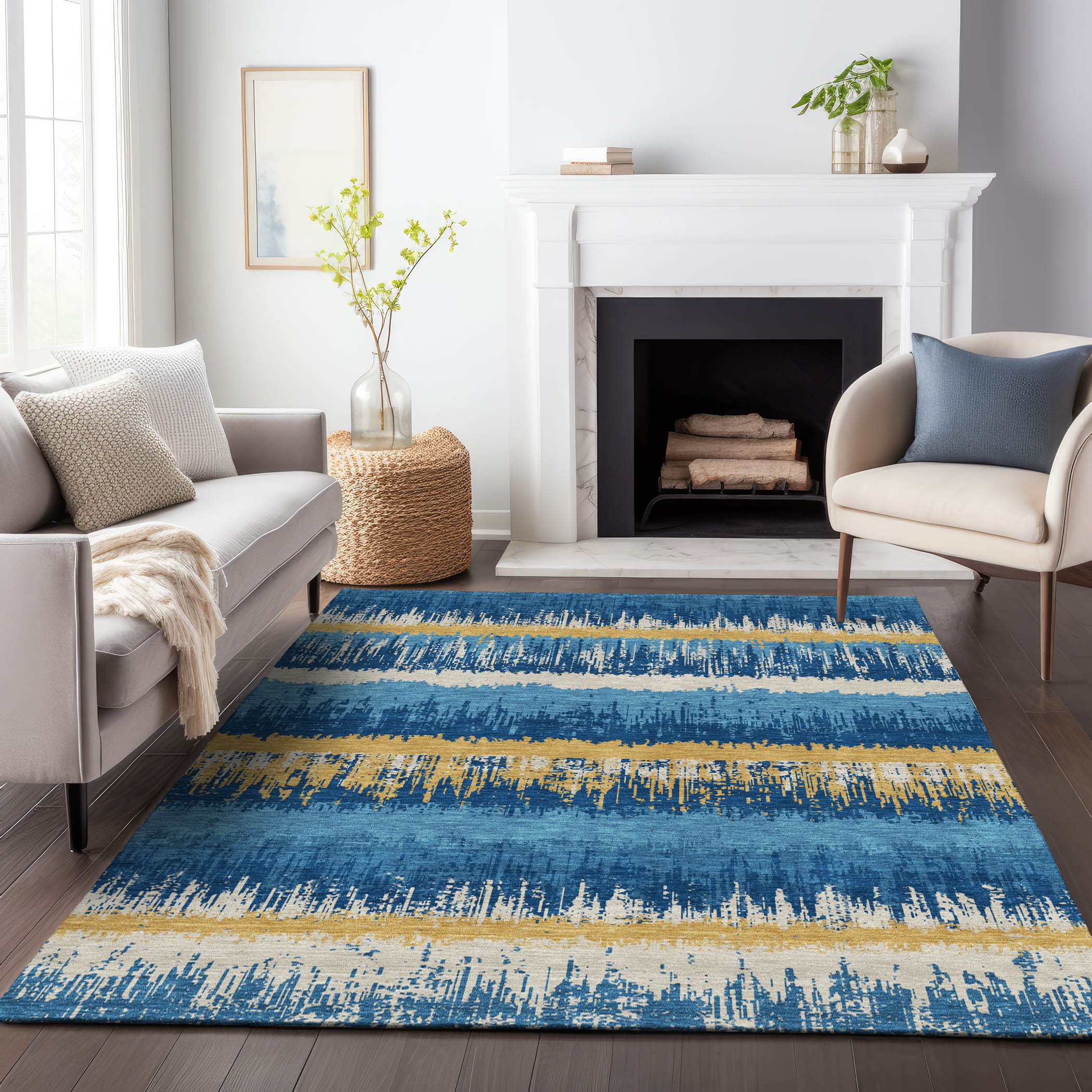 Addison Rugs ACN1013NA8X10 Chantille ACN1013NA 8 x 10 (ft) Polyester Navy Rectangular Indoor/Outdoor Geometric Machine washable Area rug