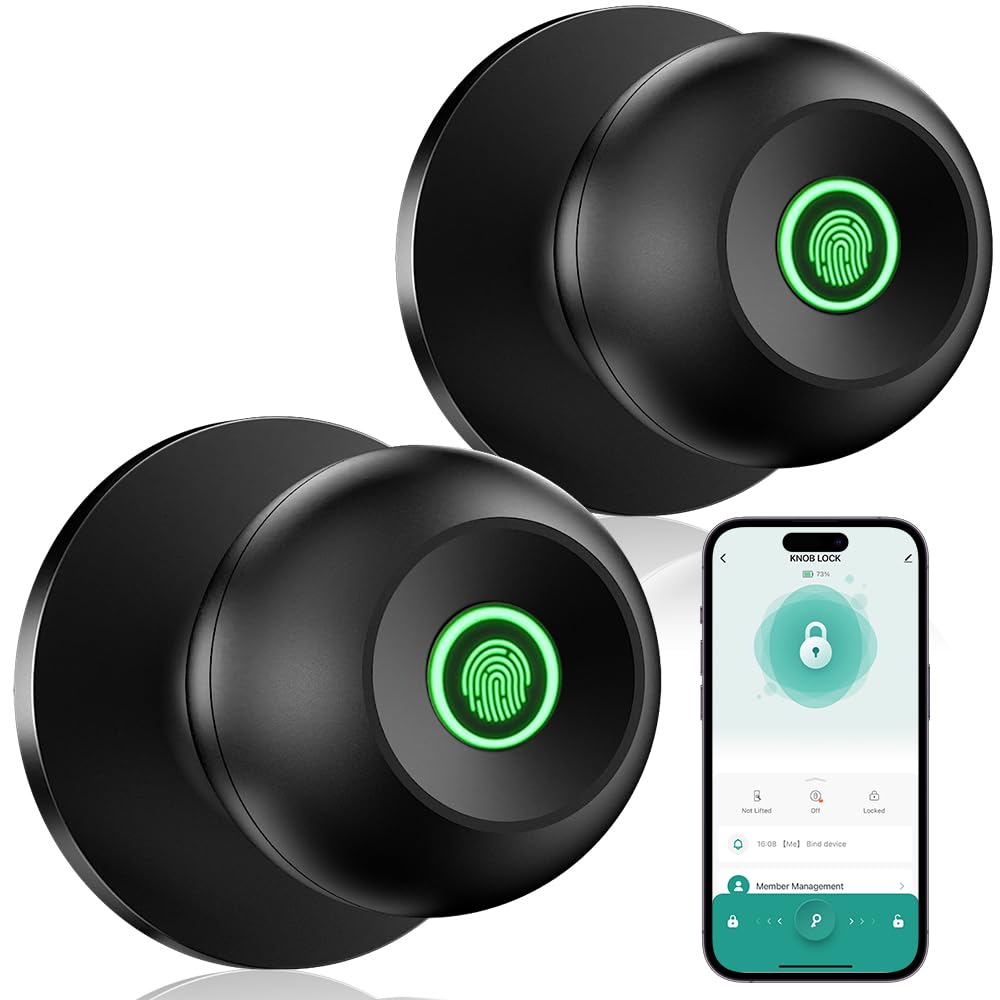 AOIZGMY  Fingerprint Door Lock Smart Biometric Door Knob with App Control and Keyless Thumbprint Entry for Bedroom Front Door and Office Polished