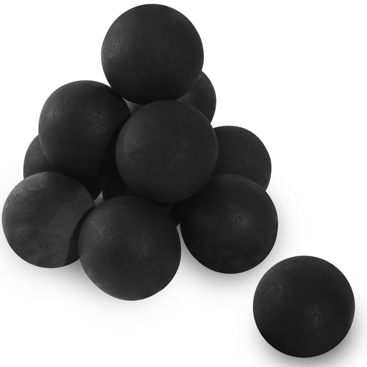 Adrinfly Ceramic Fire Balls Set of 12 Black 4 Inch Reusable Fireplace ...