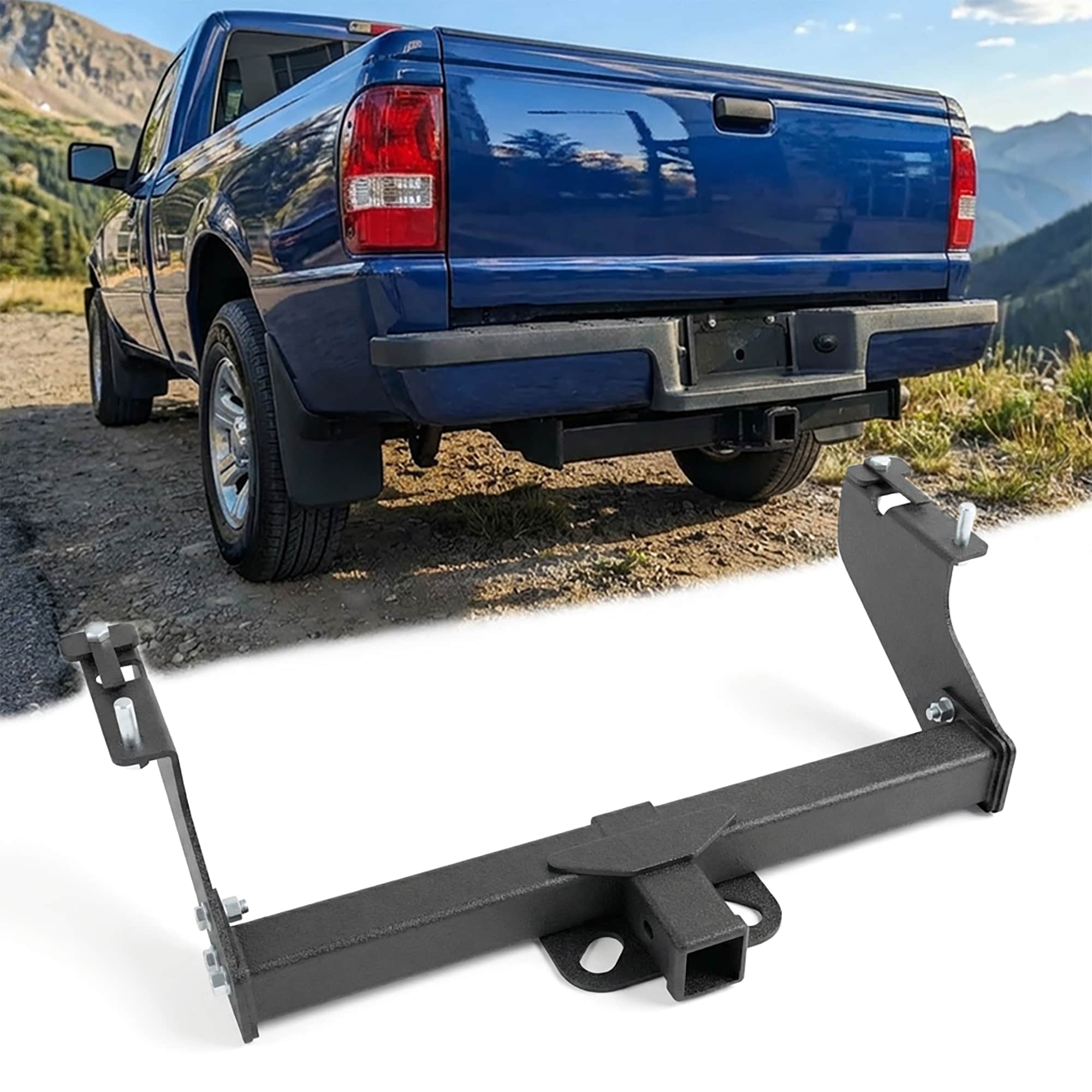 LUXEYARD Black Class 3 Tow Trailer Hitch 2 Inch Receiver Compatible with 1983-2011 Ford Ranger / 1994-2009 Mazda B2300 B3000 B4000 Pickup