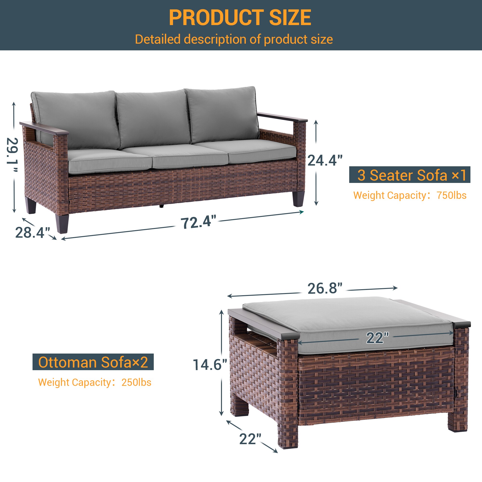 Sonkuki SD-PS-126S1BGY Patio-Conversation-Sets - View #2