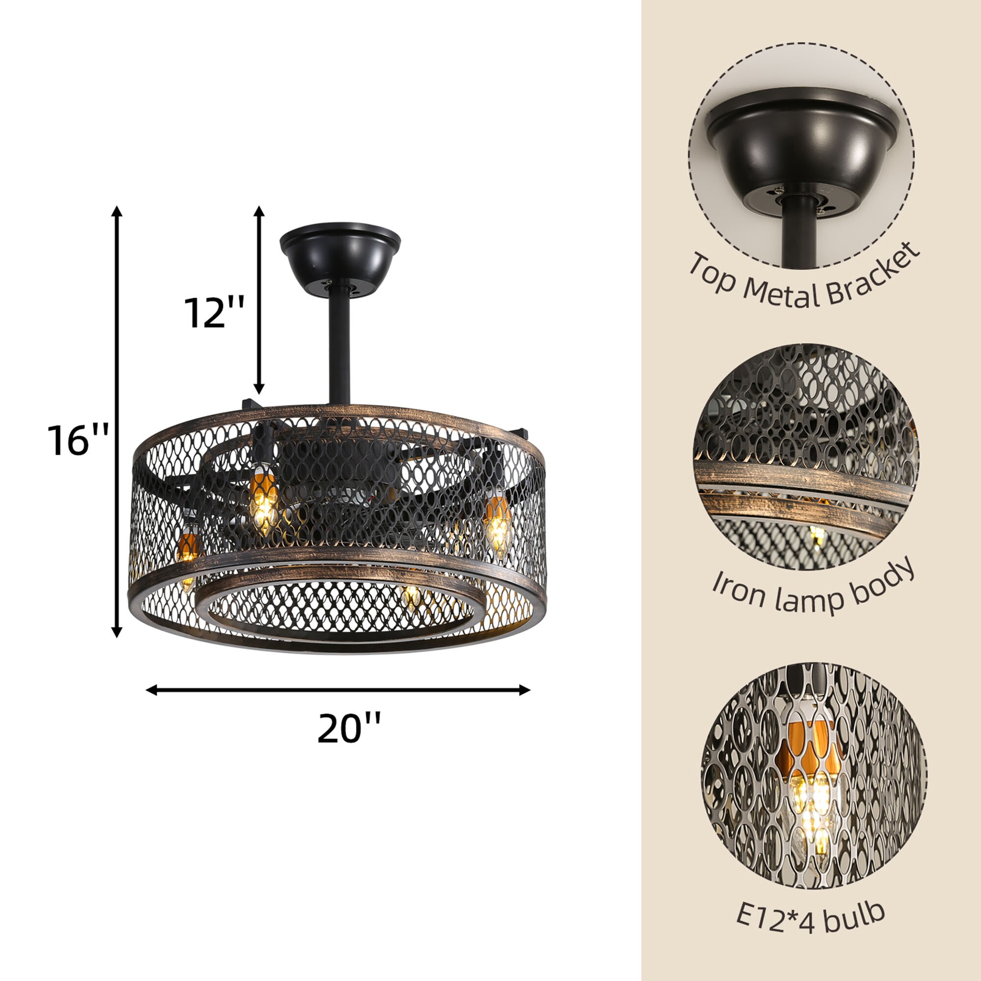 SINOFURN SYD120015BK Ceiling-Fans - View #6