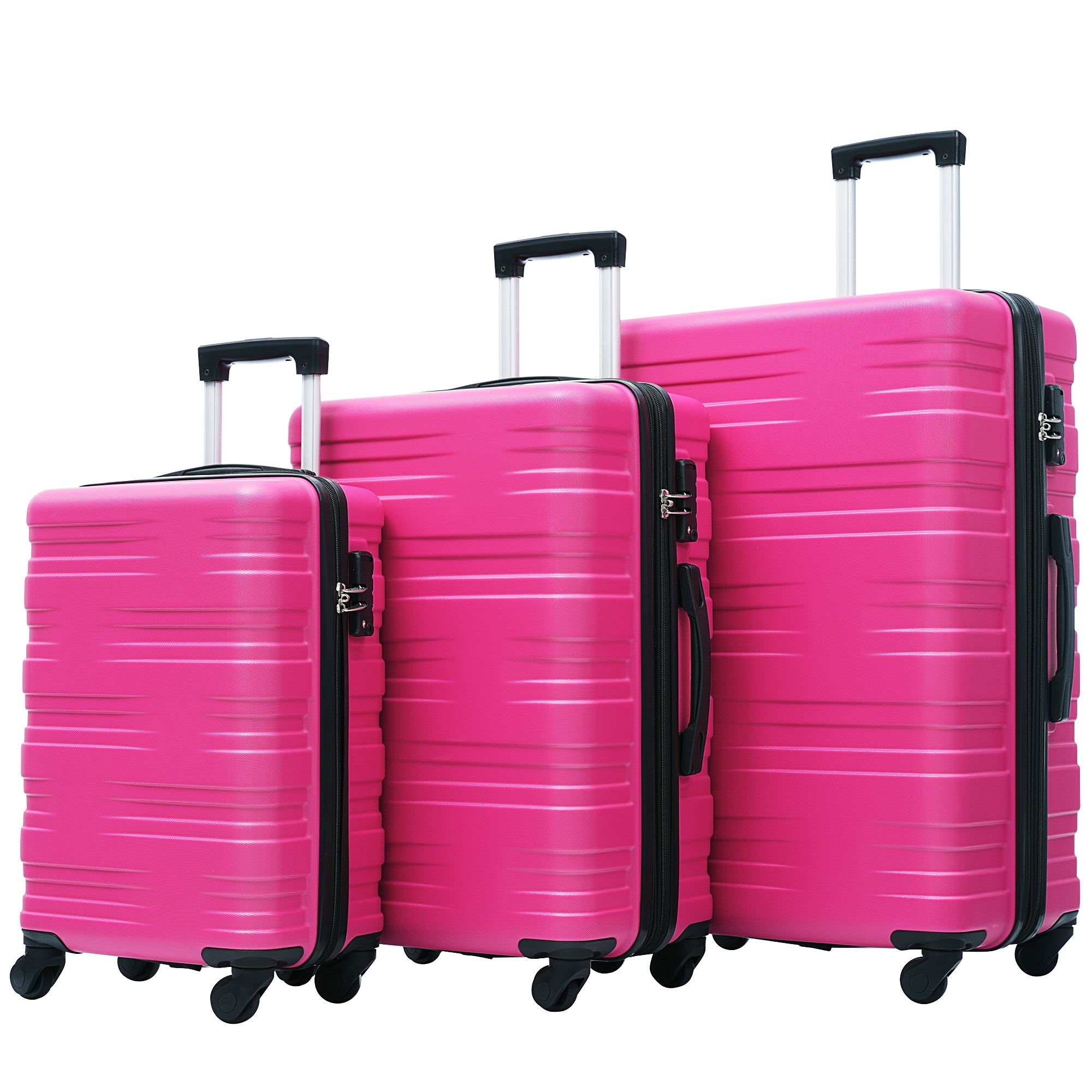 Flynama L-282385AAH 18.5'' x 11.6'' x 29.5'' Pink Plastic Hardshell Suitcase set
