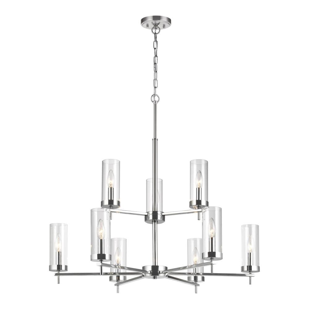 Generation Lighting 3190309EN-05 Zire 9 -Light Polished Chrome Modern/contemporary For Use in Dining Rooms, Foyers, Kitchens, Chandelier
