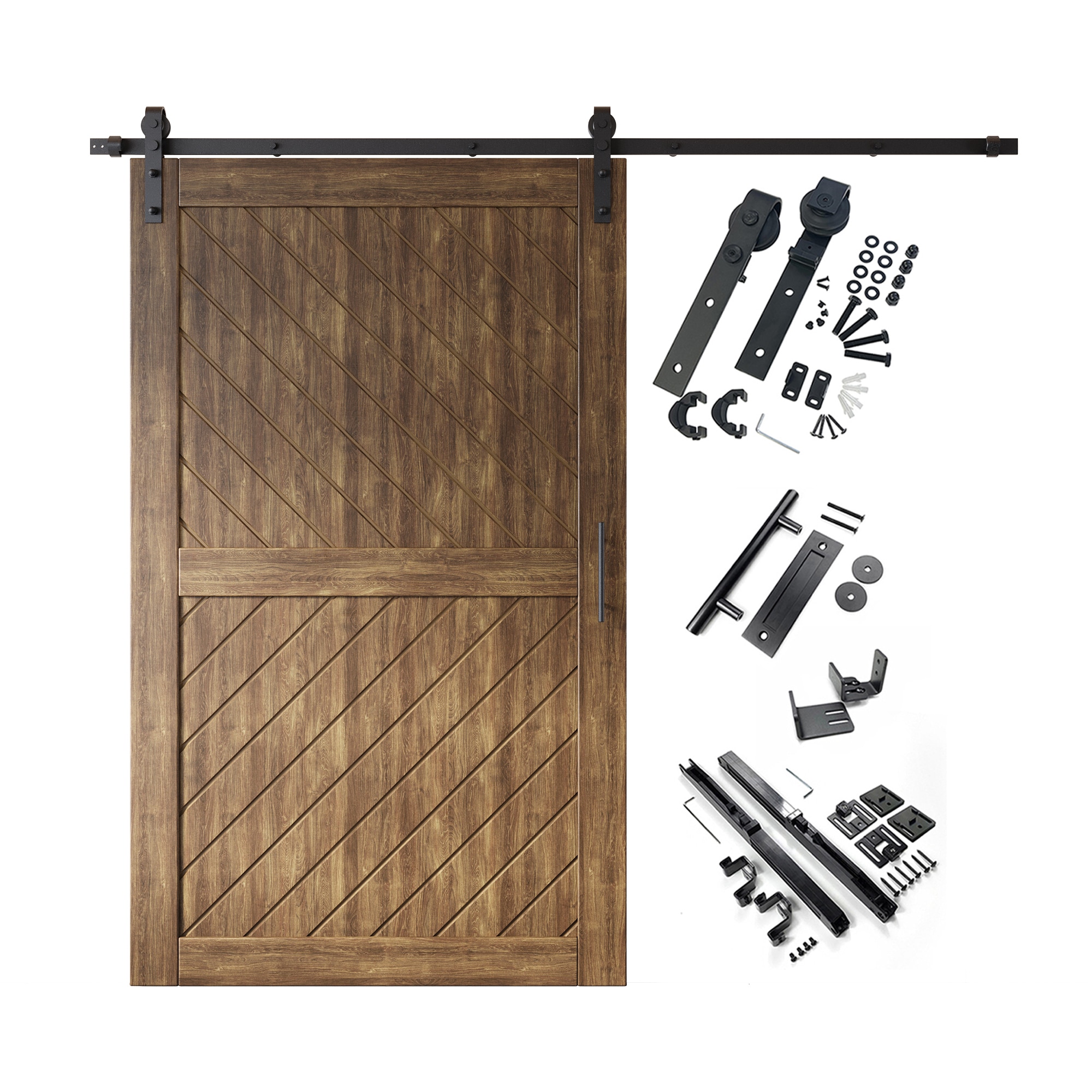 HOMACER YT1H108C-XT4-5080-WA 50-in x 80-in Dark Walnut Prefinished Non-standard Pine Wood Solid core Single Barn Door (Hardware Included)
