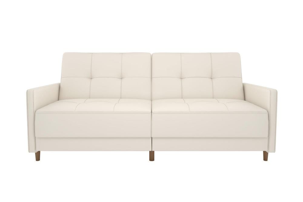 Dhp Adam White Faux Leather, White Faux Leather Sofa Bed