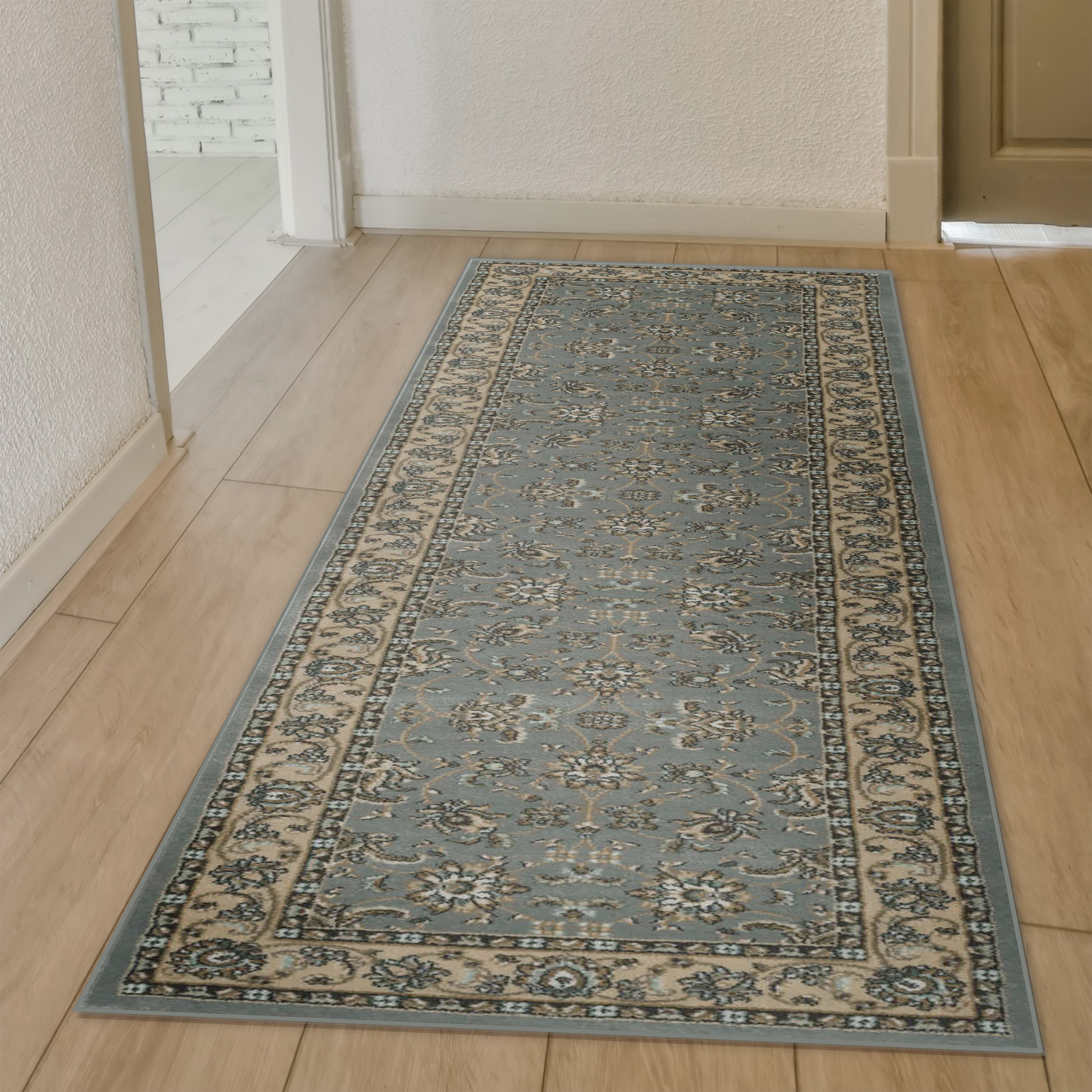 Radici USA 1780/0033/GREY Pisa 2 x 8 (ft) Polypropylene Gray Rectangular Indoor Floral/Botanical Oriental Runner rug