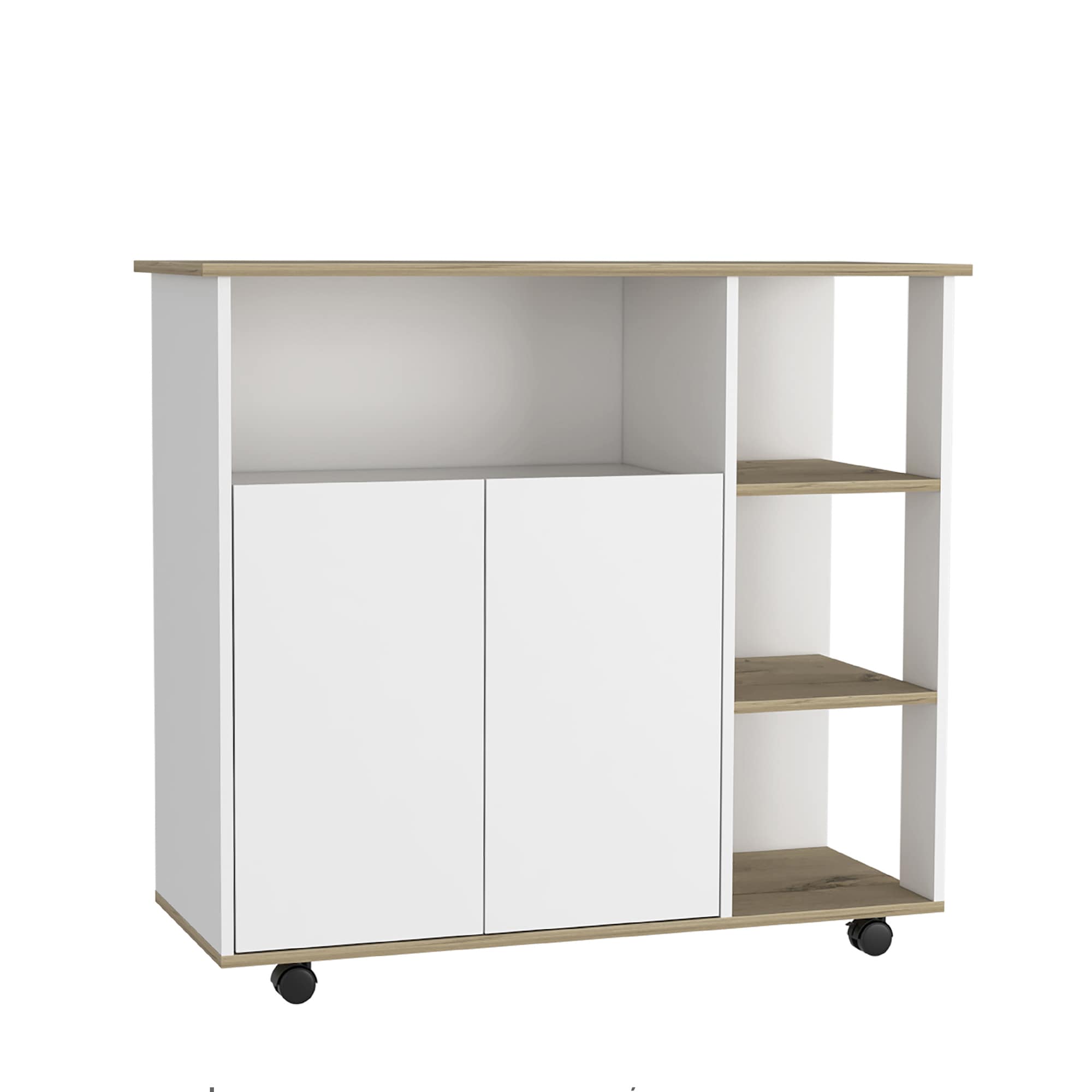 Dimakai DK-FM-80428 Brown Composite Base with Particleboard Laminate Top Rolling Kitchen Island ( 15.7-in x 39.7-in x 35.4-in )