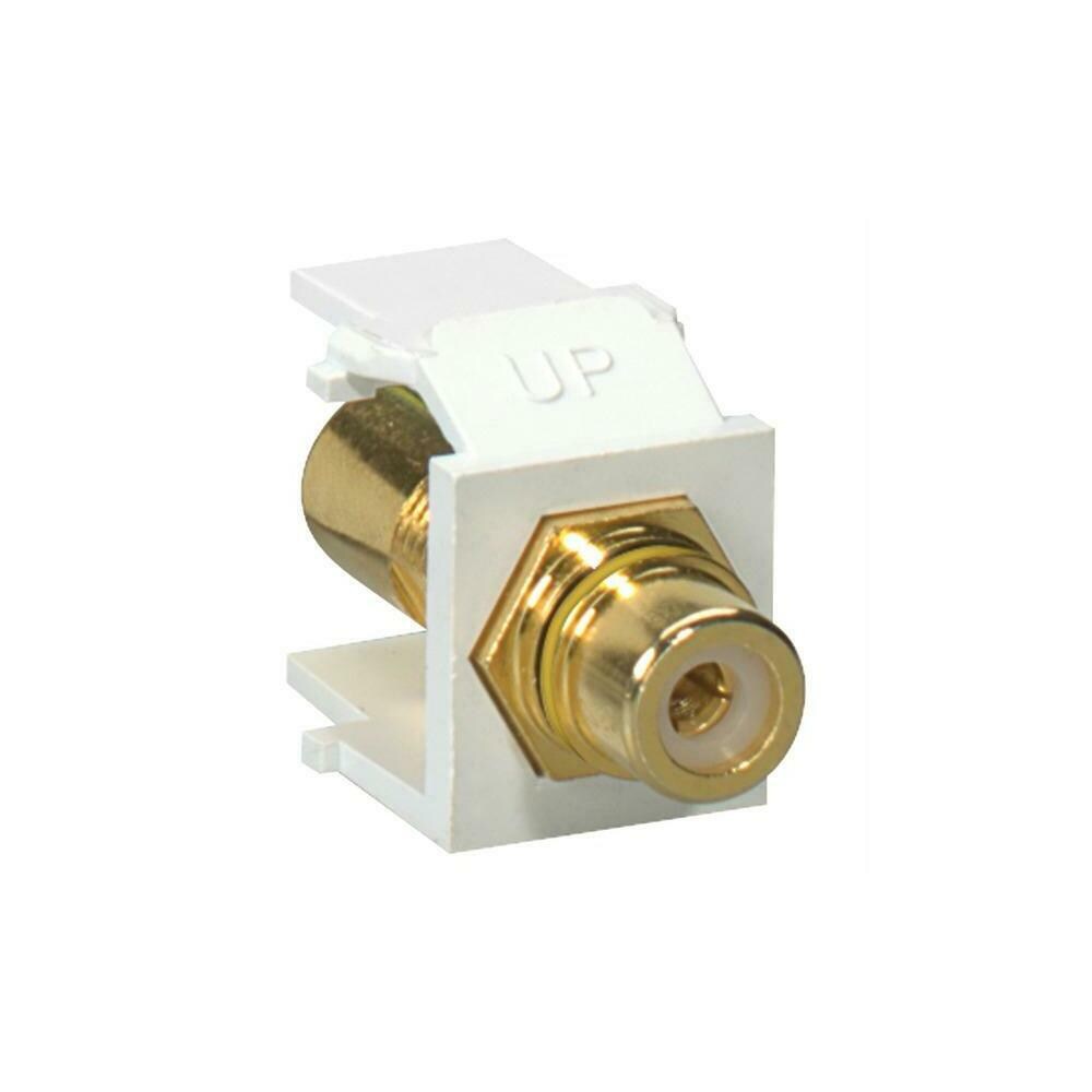 Leviton PELEV40830BWY  40830-bwy Gold Plated Rca Quickport Jack- white- Yellow Stripe