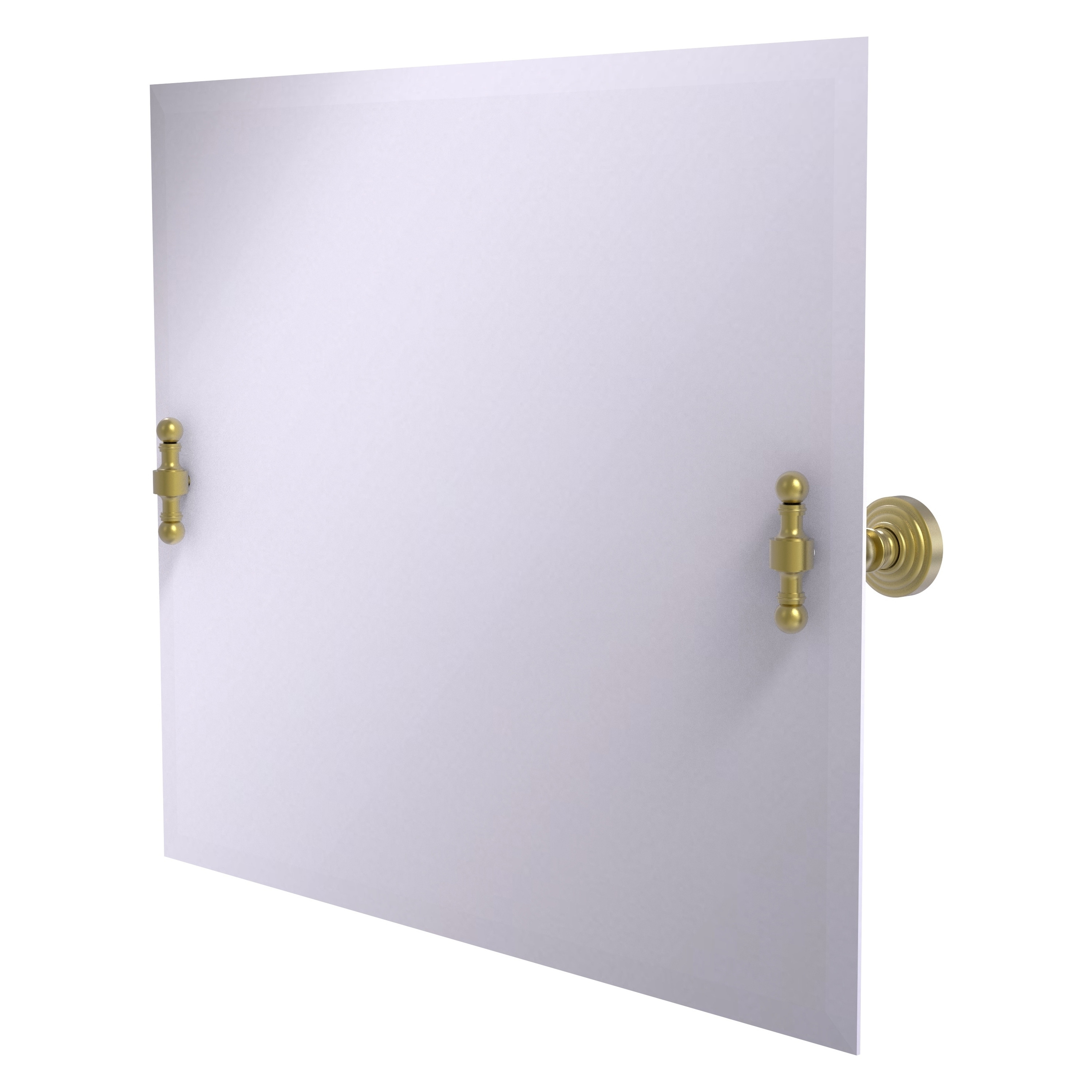 Allied Brass RW-93-SBR Retro Wave 26-Inches x 21-Inches Beveled Frameless Rectangle Tilting Bathroom Vanity Mirror ( Satin Brass )