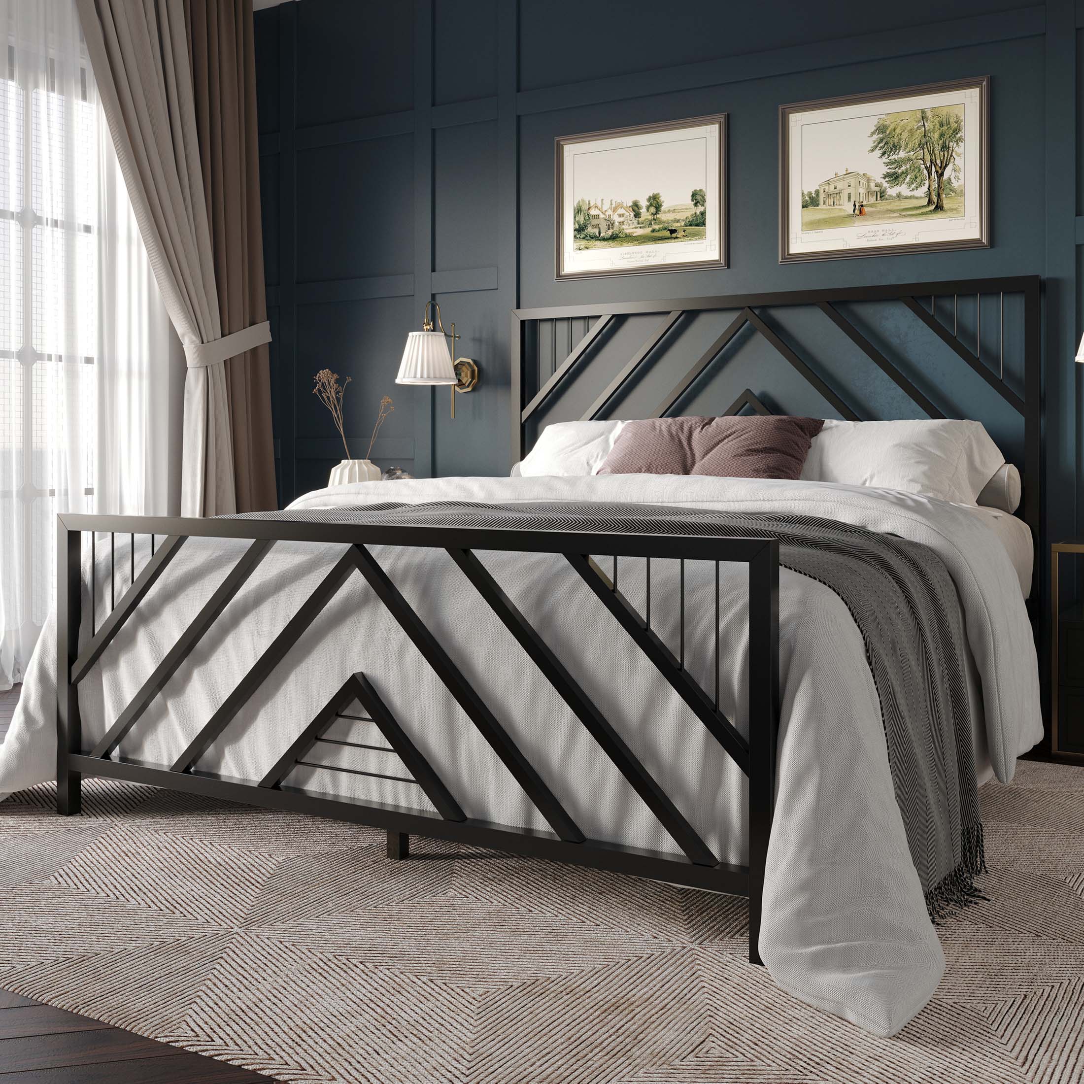 CasePiece CMB018QPL-BK-MT Black Queen Metal Platform Bed
