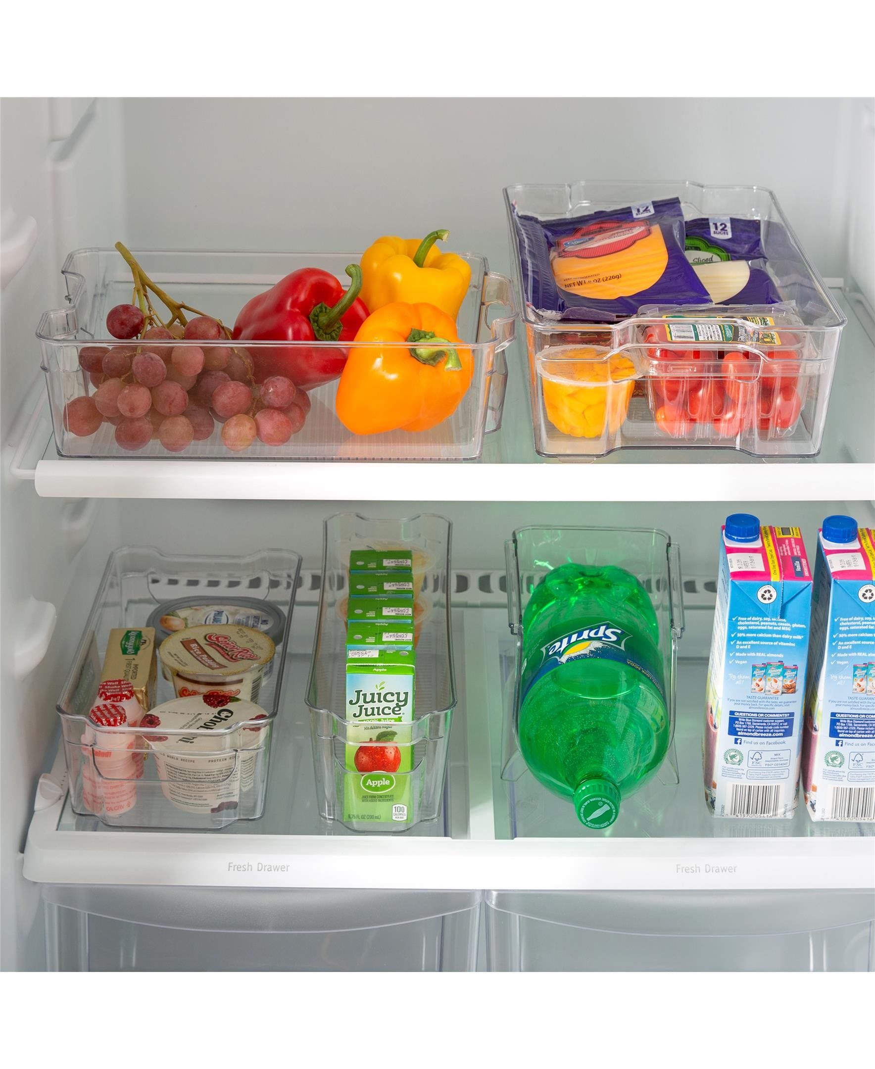 Slide Fridge Freezer Organizer Refrigerator Storage Tray with Lid Rack Reusable Shelf Drawer Organization Cutlery