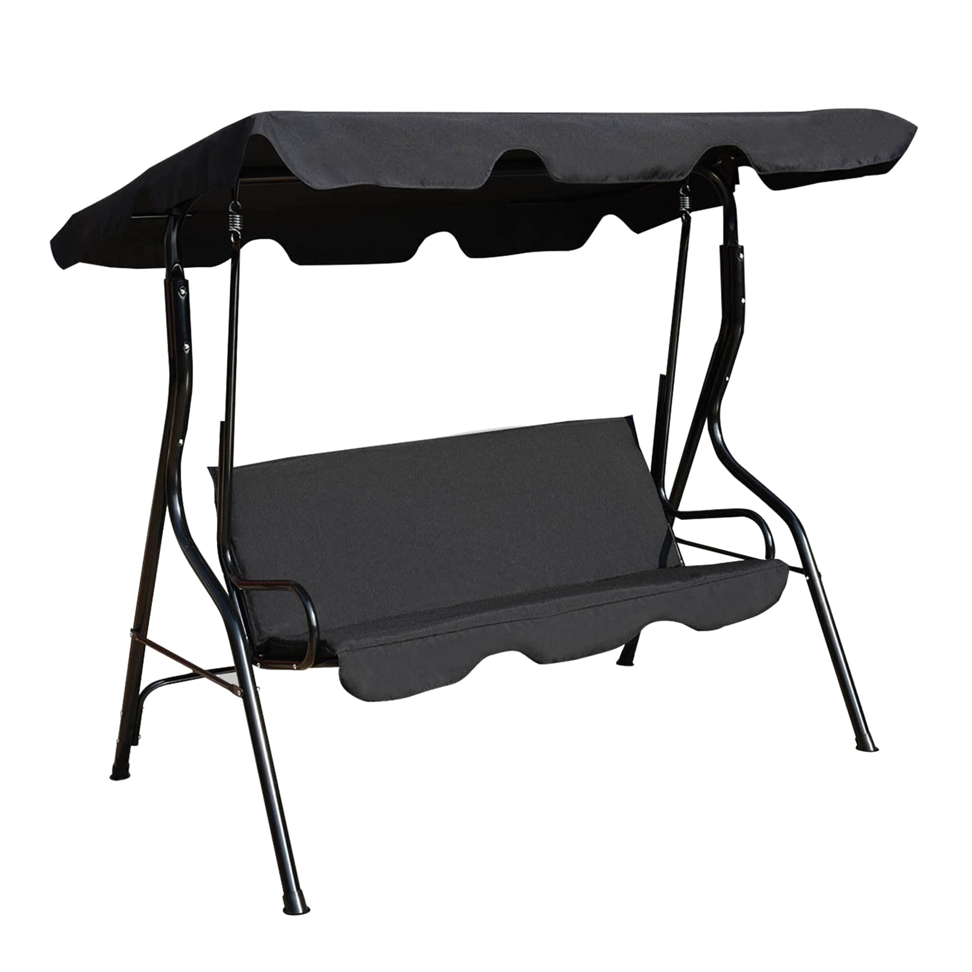 WELLFOR DOJ70491BK 3 -person Black Steel Outdoor Swing