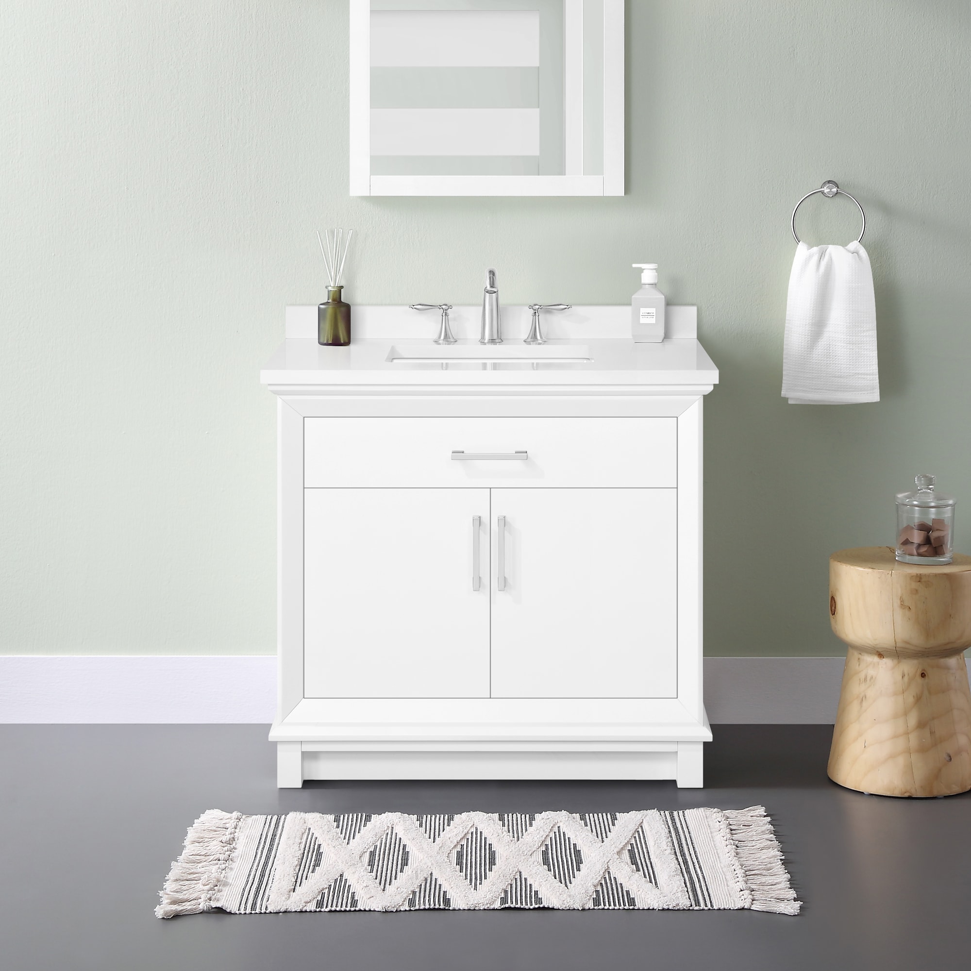 OVE Decors Churchill 36-in White Undermount Single Sink Bathroom Vanity ...