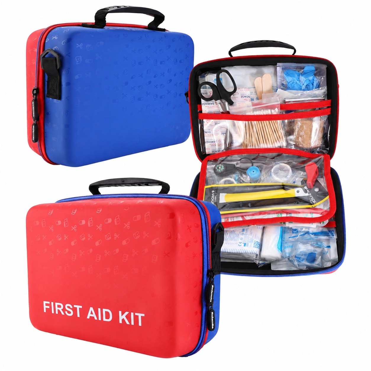 Anqtovp  Large First Aid Kit 410 Piece Dual Color Emergency Kit with Hard Shell Fluorescent Interior for Home Car Travel Hiking Office Portable