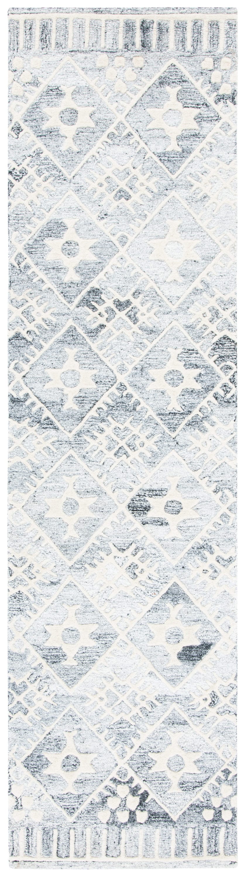 Safavieh ROS803A-29 Roslyn Valeriya 2 x 9 (ft) Tufted Polyester Gray/Ivory Rectangular Indoor Abstract Bohemian/Eclectic Runner rug