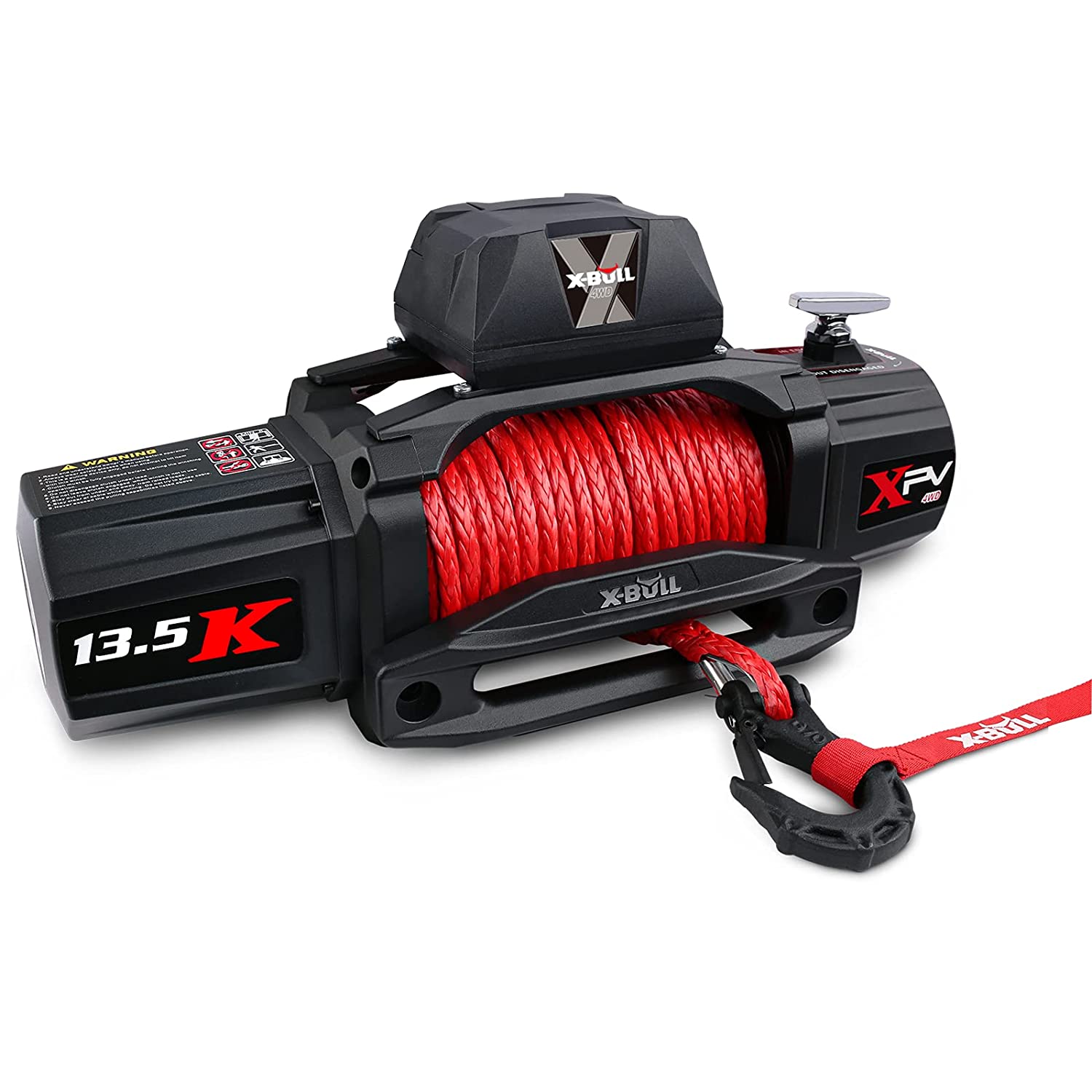 Siavonce XH21330 13500 Lbs Electric Winch Xpv 12V Synthetic Red Rope New Arrival Jeep Towing Truck 4Wd