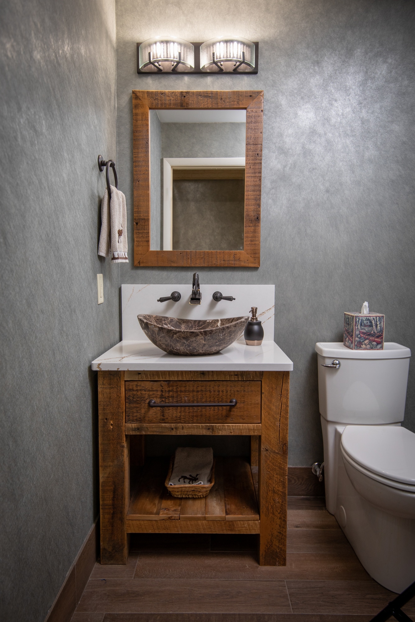 Eden 14'' Dark Brown Marble Canoe Sink