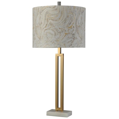 Stylecraft Home Collection 33 In Marble Gold 3 Way Table Lamp With Fabric Shade In The Table Lamps Department At Lowes Com