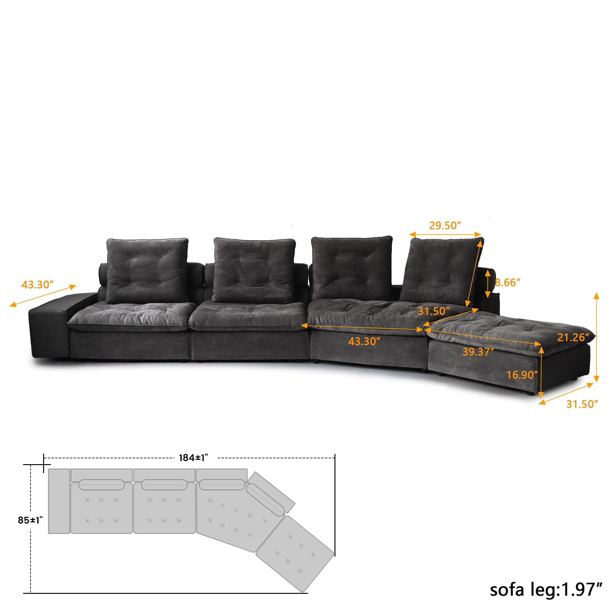 BuotiqHom DH-C1234-136GY Sofas-Loveseats - View #8