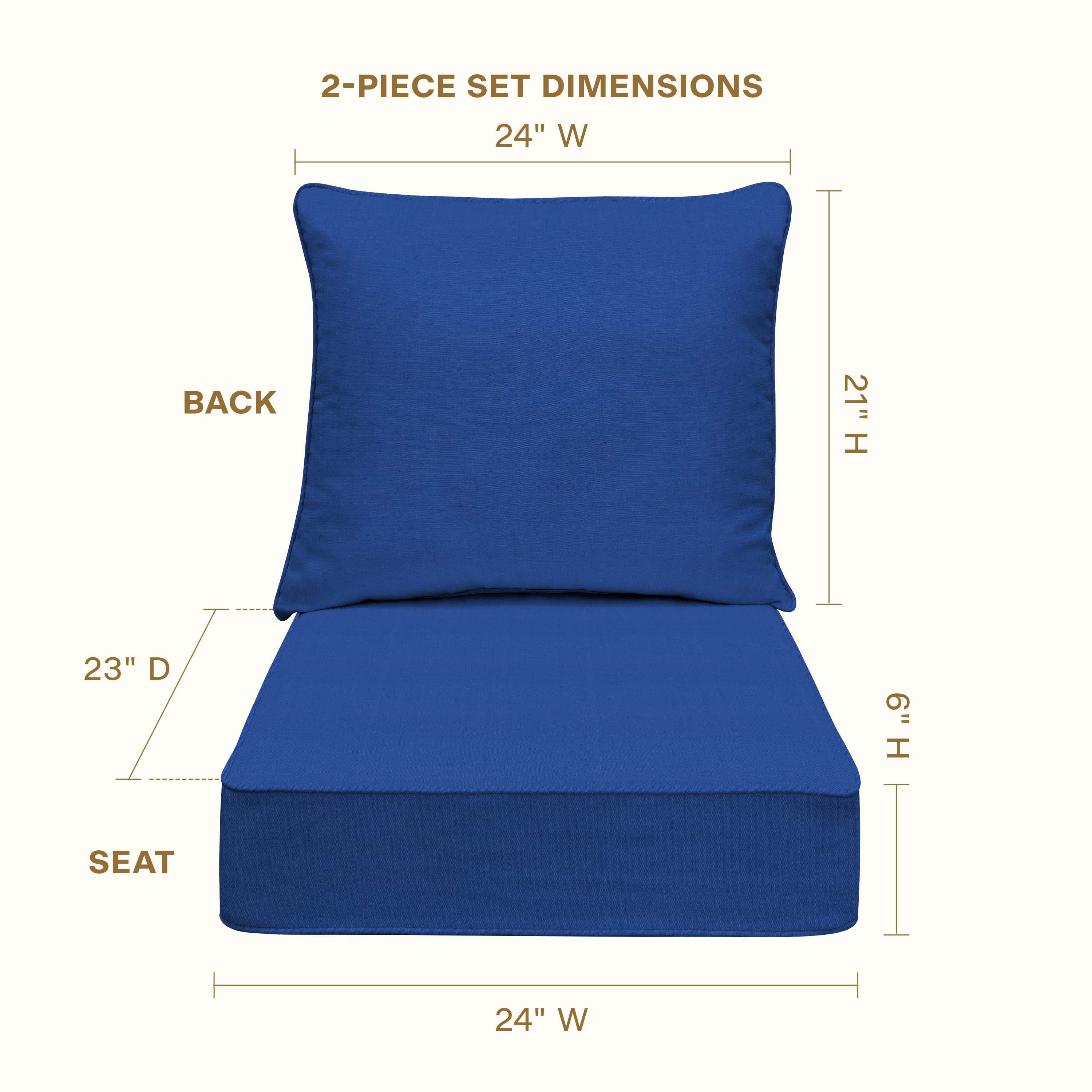 Sapphire Blue Deep Seating Outdoor Chair Cushion Set