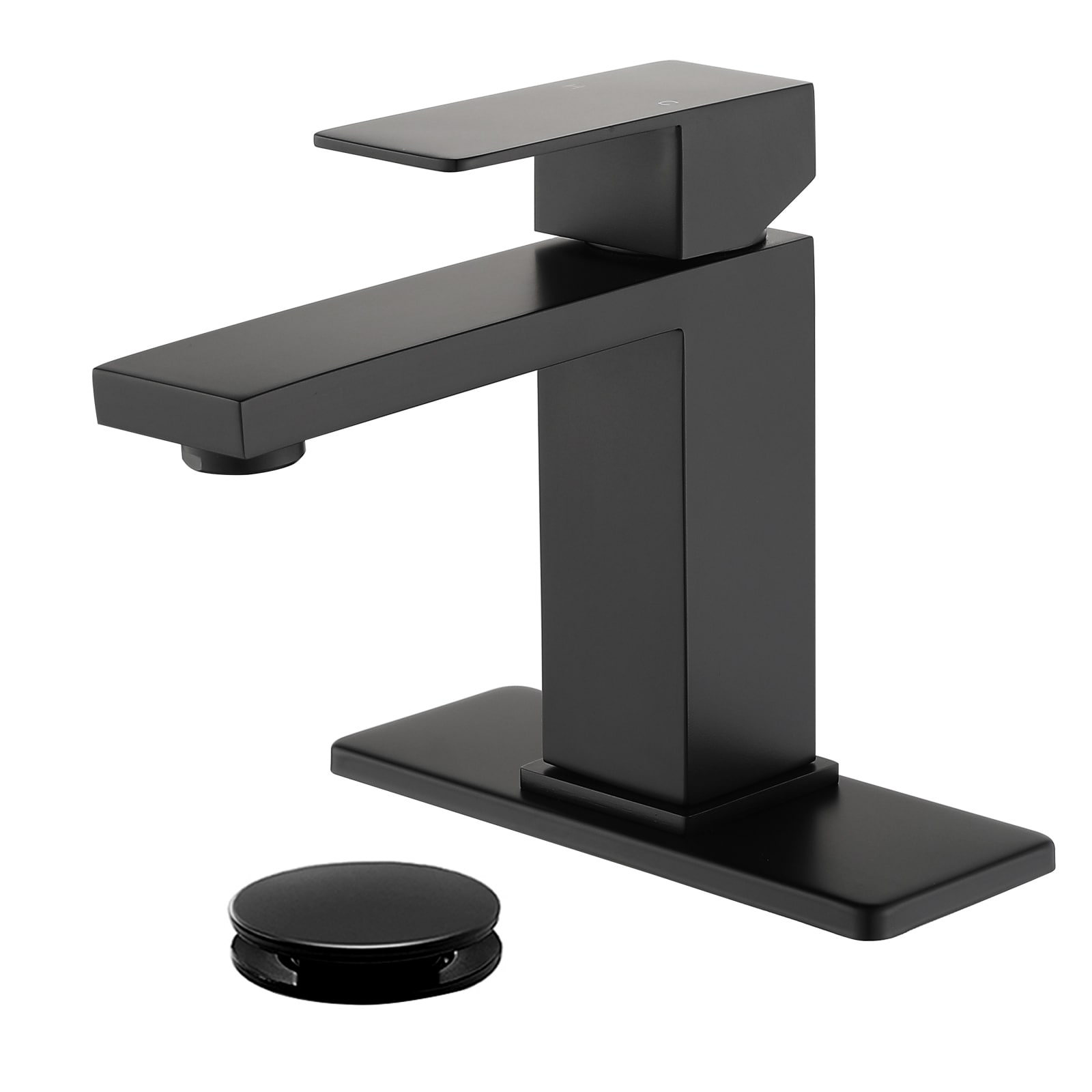 Vanityfus - Single Handle Faucet Bathroom Faucet with Drain and Supply Lines-Matte Black