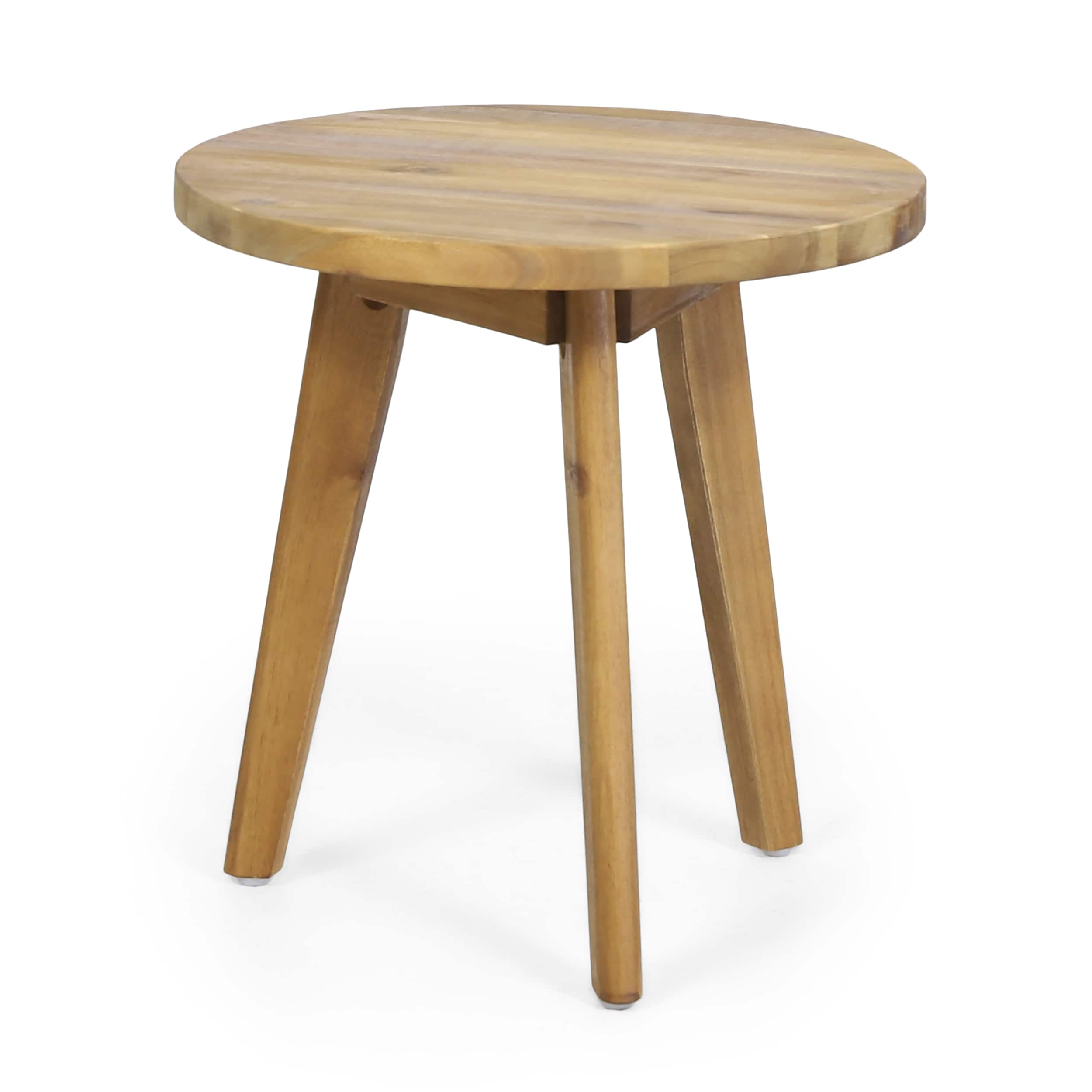 Siavonce XH63163 15.75-in W x 16-in H Natural Stained Wood Round Modern End Table Assembly Required