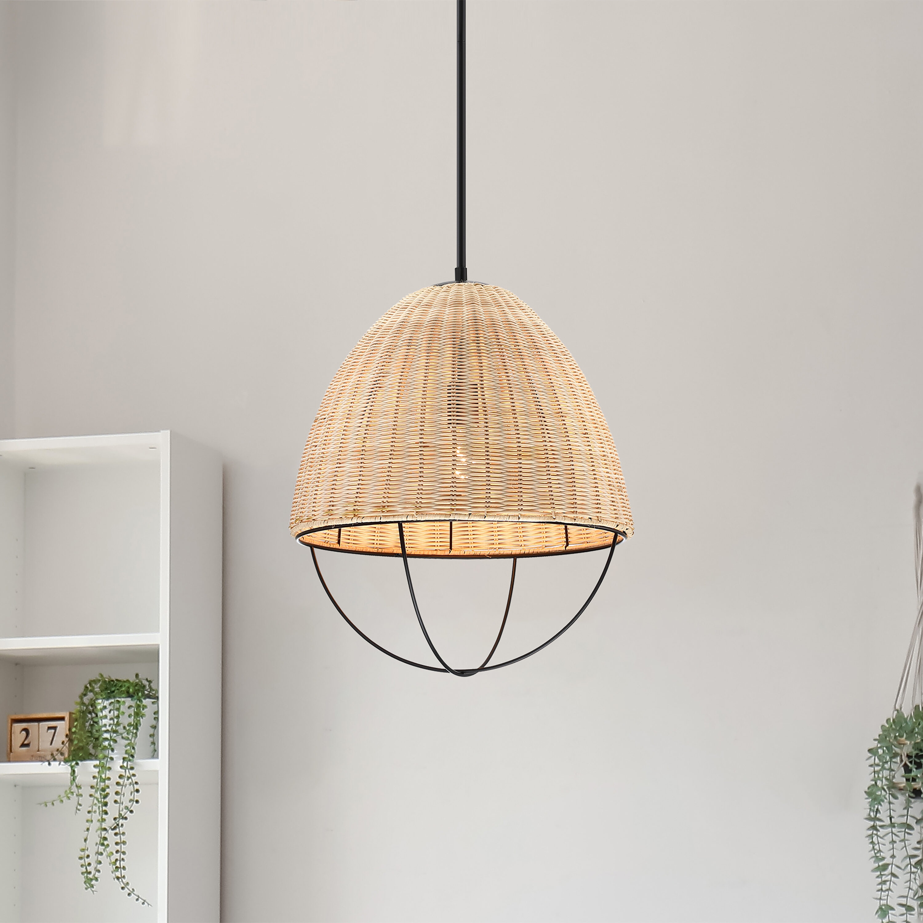 Designers Fountain E237M-17P-MB Lena 1 -Light Matte Black Modern/contemporary Geometric Small Hanging Pendant light