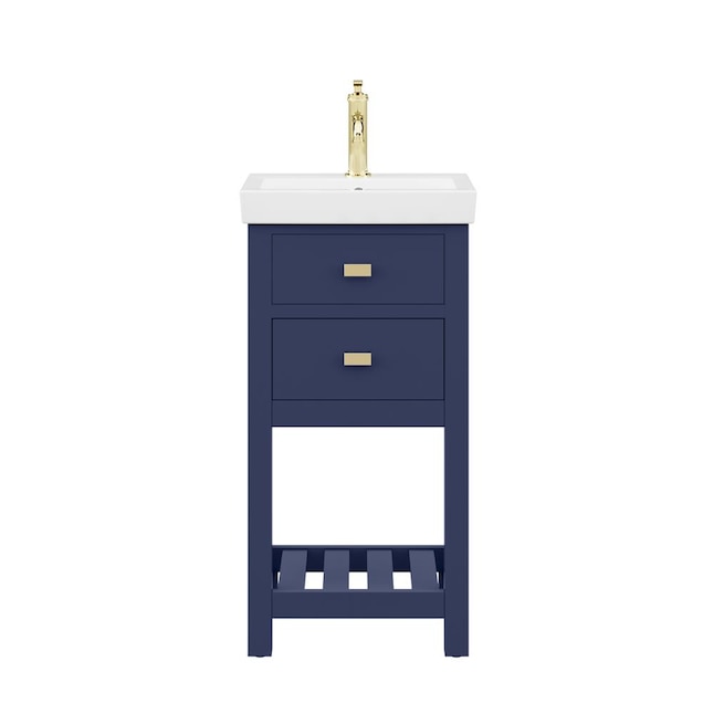 VERA 18 in. W Bath Vanity in Monarch Blue Finish with Ceramics Integrated Vanity Top with White Basin VERA 18 in. W Bath Vanity in Monarch Blue Finish with Ceramics Integrated Vanity Top with White Basin