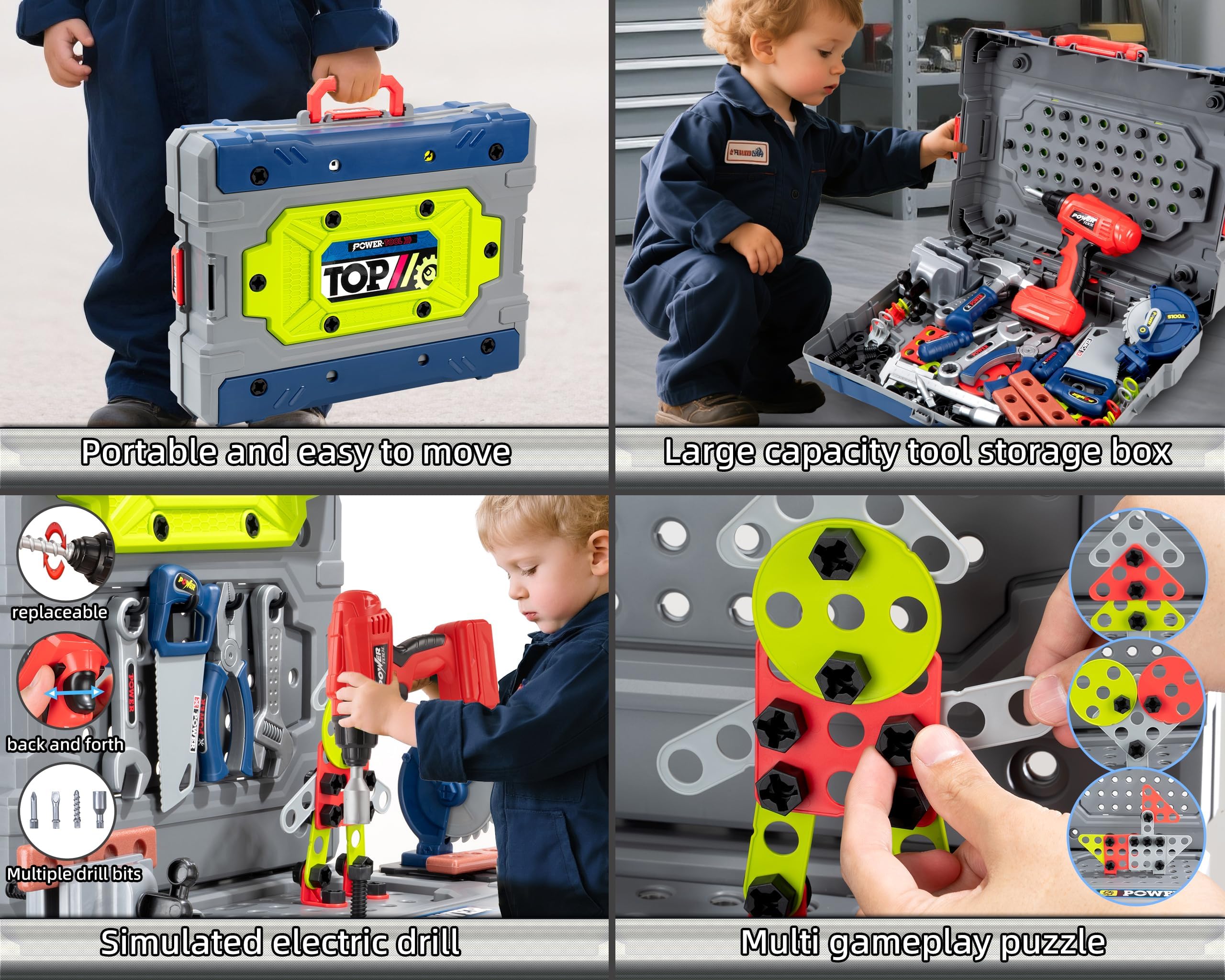 Aoibox 203 Piece Kids STEM Tool Kit with 32 inch Folding Workbench