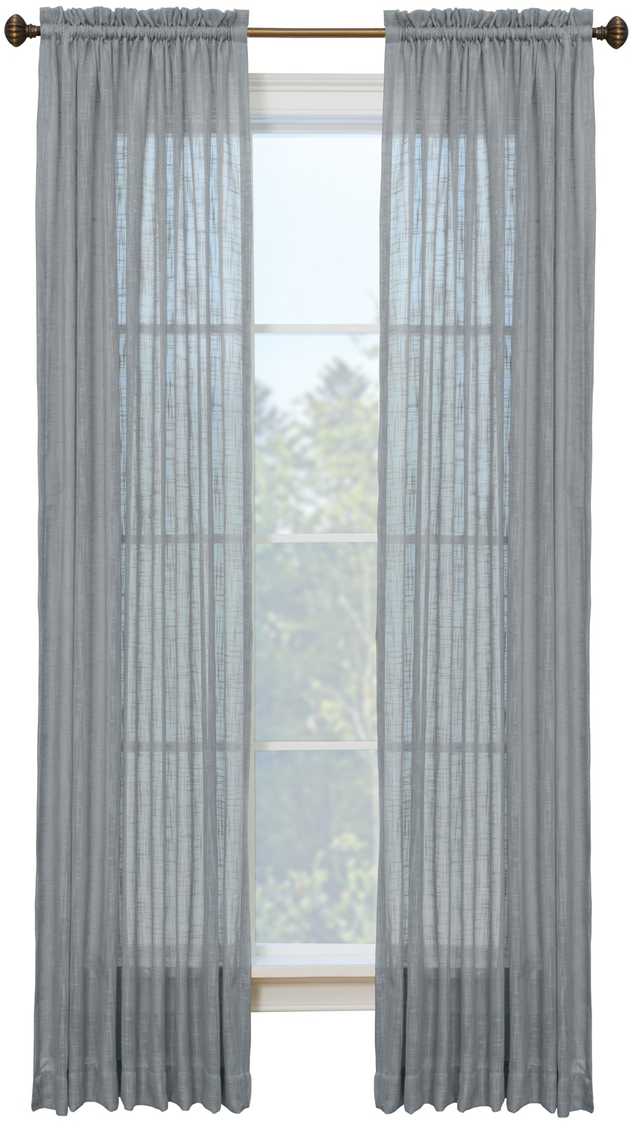 Style Selections 84-in Coal Semi-sheer Rod Pocket Single Curtain Panel in  the Curtains  Drapes department at