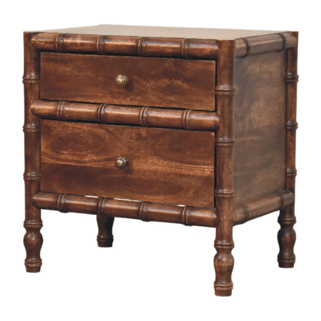 GLANZEND 2 Drawer Nightstand Bedside Table Wood with Solid Wood ...