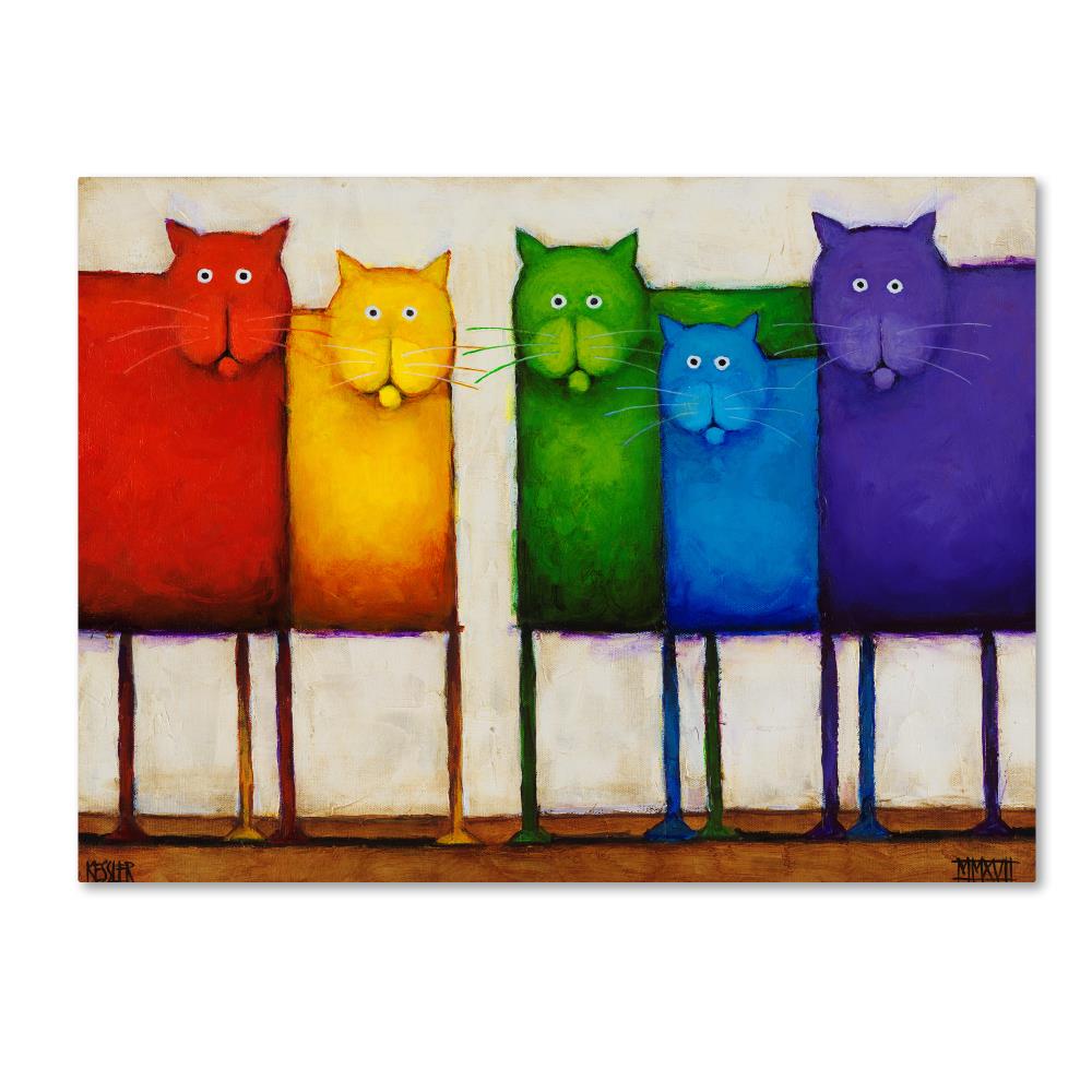 Colorful Rainbow Cats Canvas Art for Kids Nursery