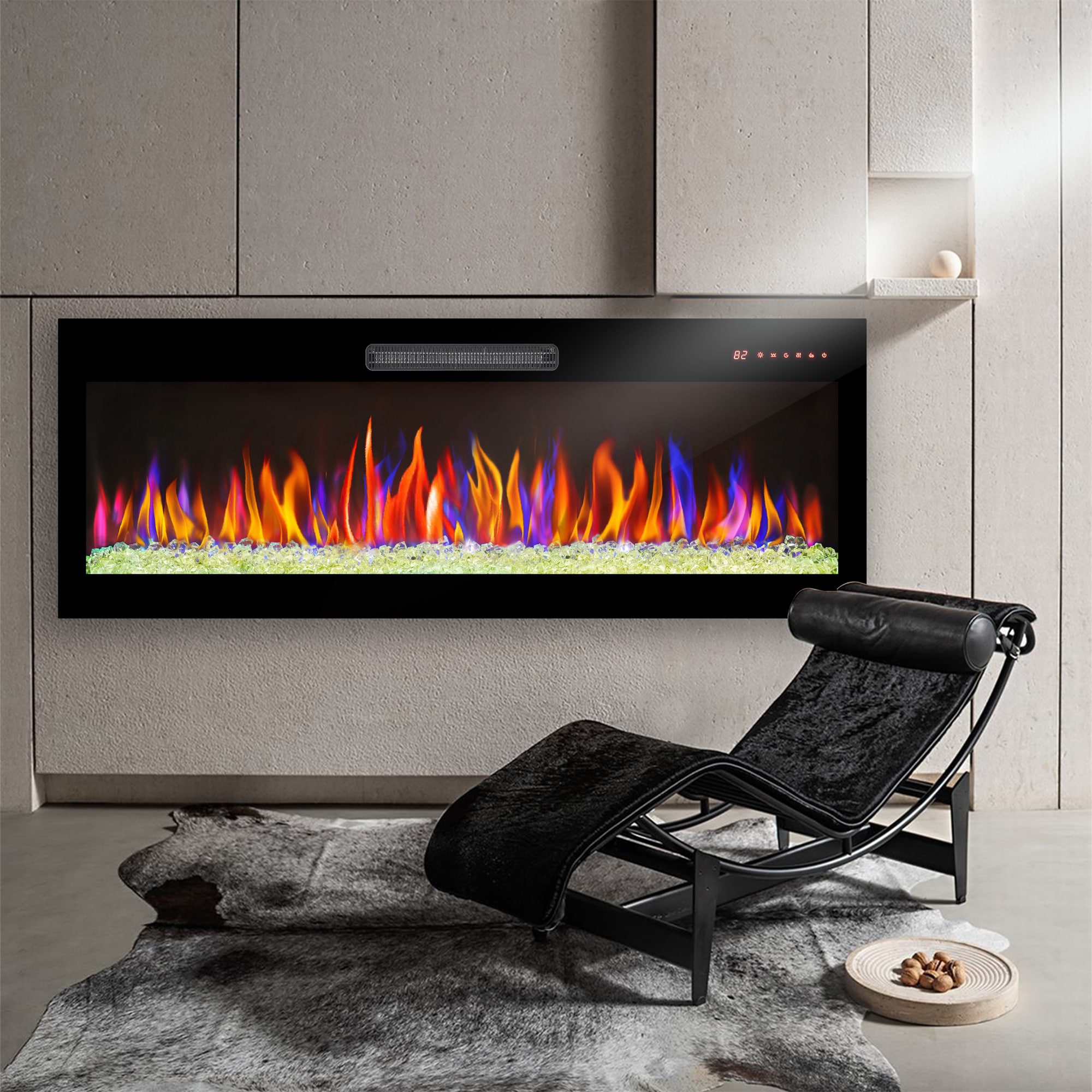 BABOOM 60-in W Antique Black Infrared Quartz Electric Fireplace BOM-03306-OR Sansujyuku sansujyuku.com