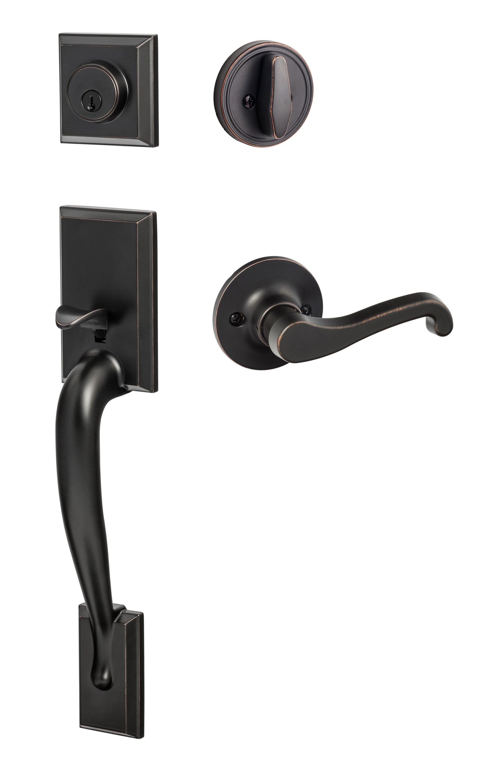Sure-Loc Hardware MA507-SG-RH 11P SureLoc Madison Vintage Bronze Single-Cylinder Deadbolt Right-handed Exterior Keyed entry Door Handle